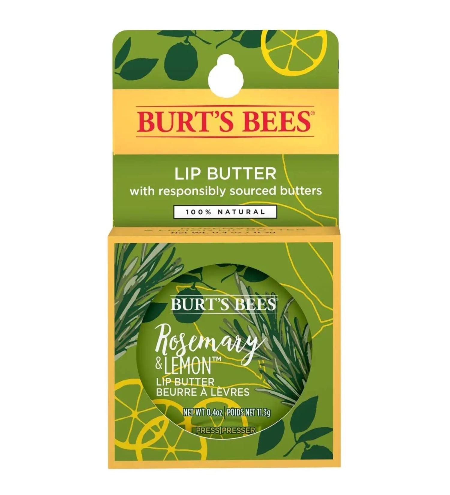 Burt's Bees Rosemary Lemon Lip Butter 0.4oz - 6 Tins | 100% Natural Moisturizing Lip Balm | Pack of 1 - Buy Online on SooperMarket.com