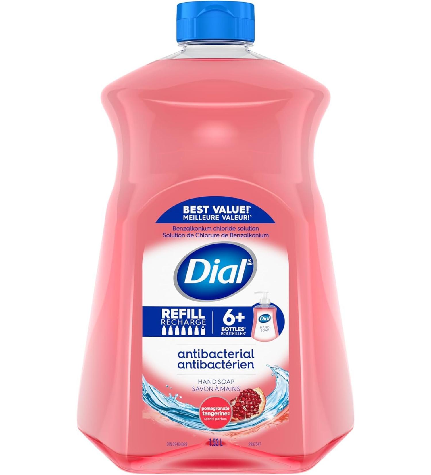 Dial Antibacterial Liquid Hand Soap Refill Pomegranate & Tangerine 1.53L Red - Buy Online on SooperMarket.com