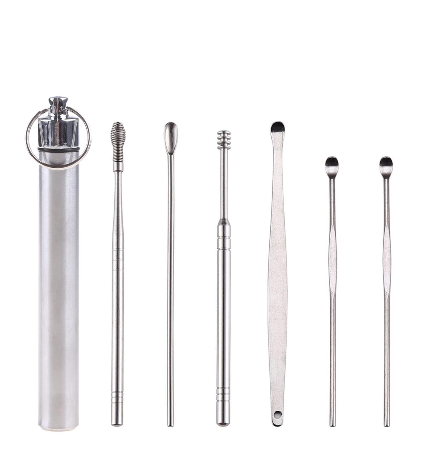 BAIRU 6PCS Pocket Ear Wax Removal Tool Set in Portable Aluminium Alloy Bottle - Buy Online on SooperMarket.com