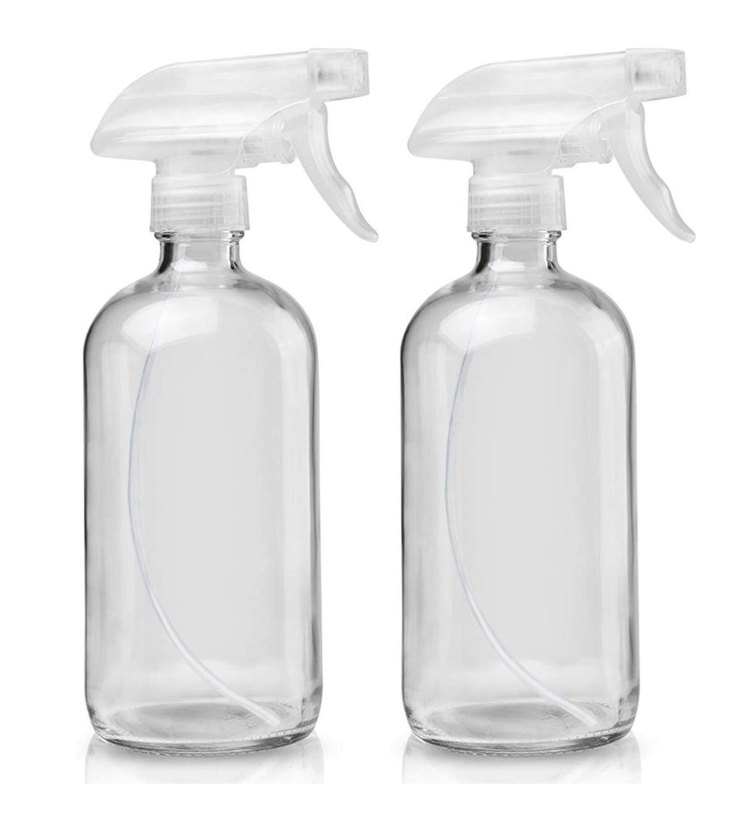 16oz Glass Spray Bottles - Refillable Boston Round Container for Essential Oils, Cleaning Products - White (2 Pack) - Buy Online on SooperMarket.com