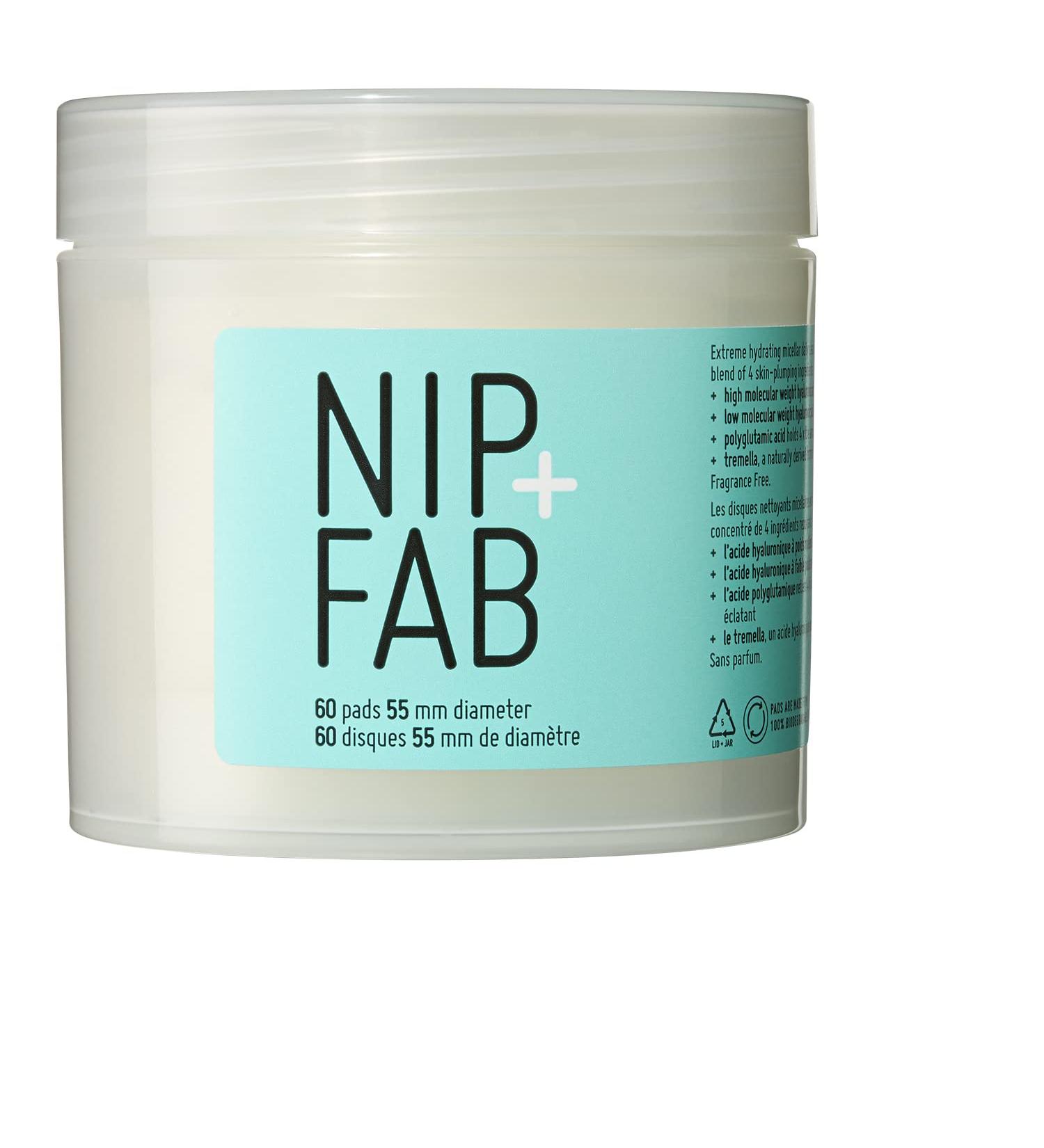 Nip + Fab Hyaluronic Acid Fix Extreme 4 Micellar Cleansing Pads for Face Lightweight and Nourishing Cleanse Solution for Makeup Removal Skin Plumping Hydration
