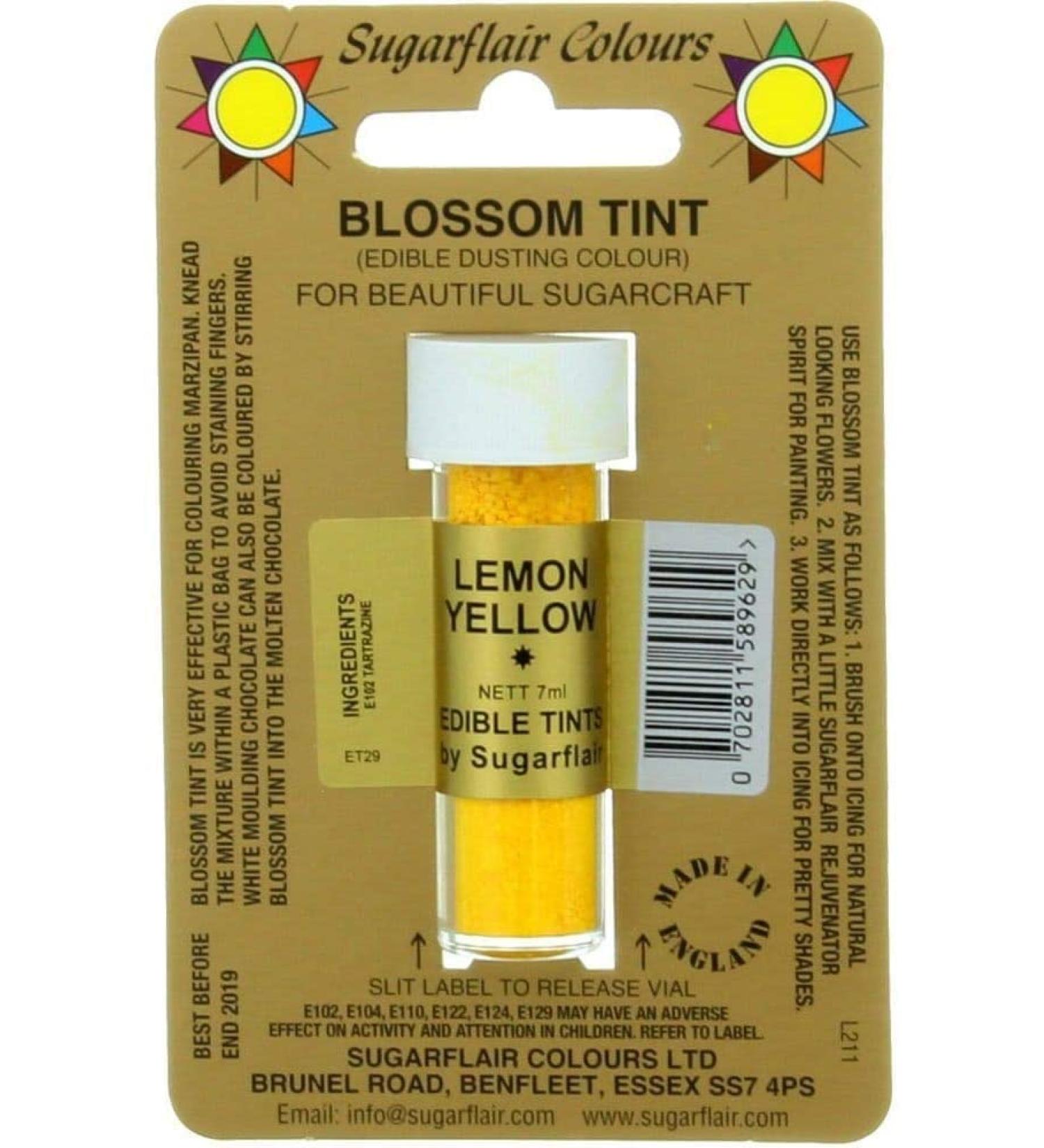 Sugarcraft Sugarflair Colour Blossom Tint Powder Dust Lemon Yellow 7ml