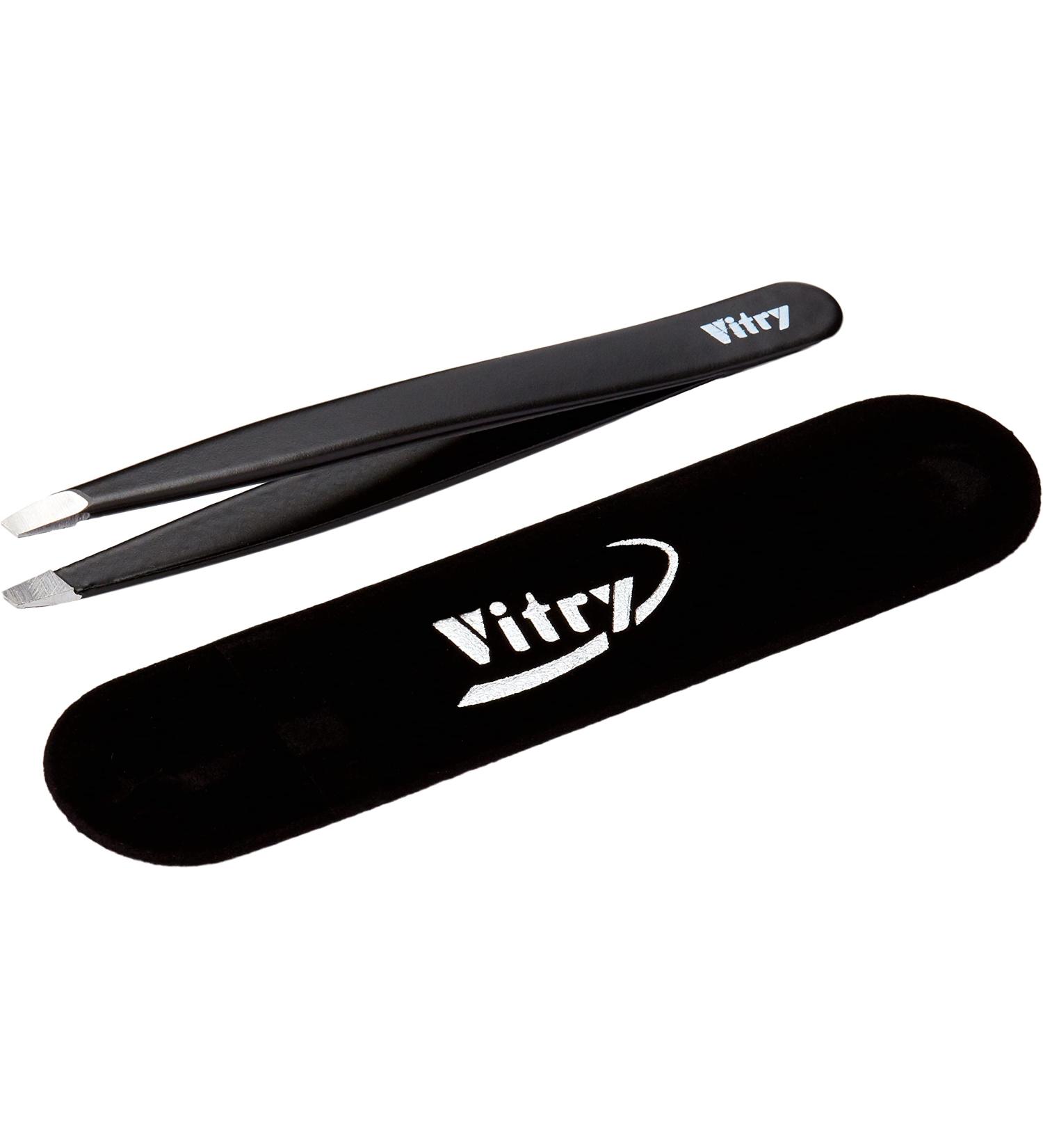 Buy Vitry Coloured Tweezers with Slanted Tips - 1 Piece Black | International Shipping Available - Buy Online on SooperMarket.com