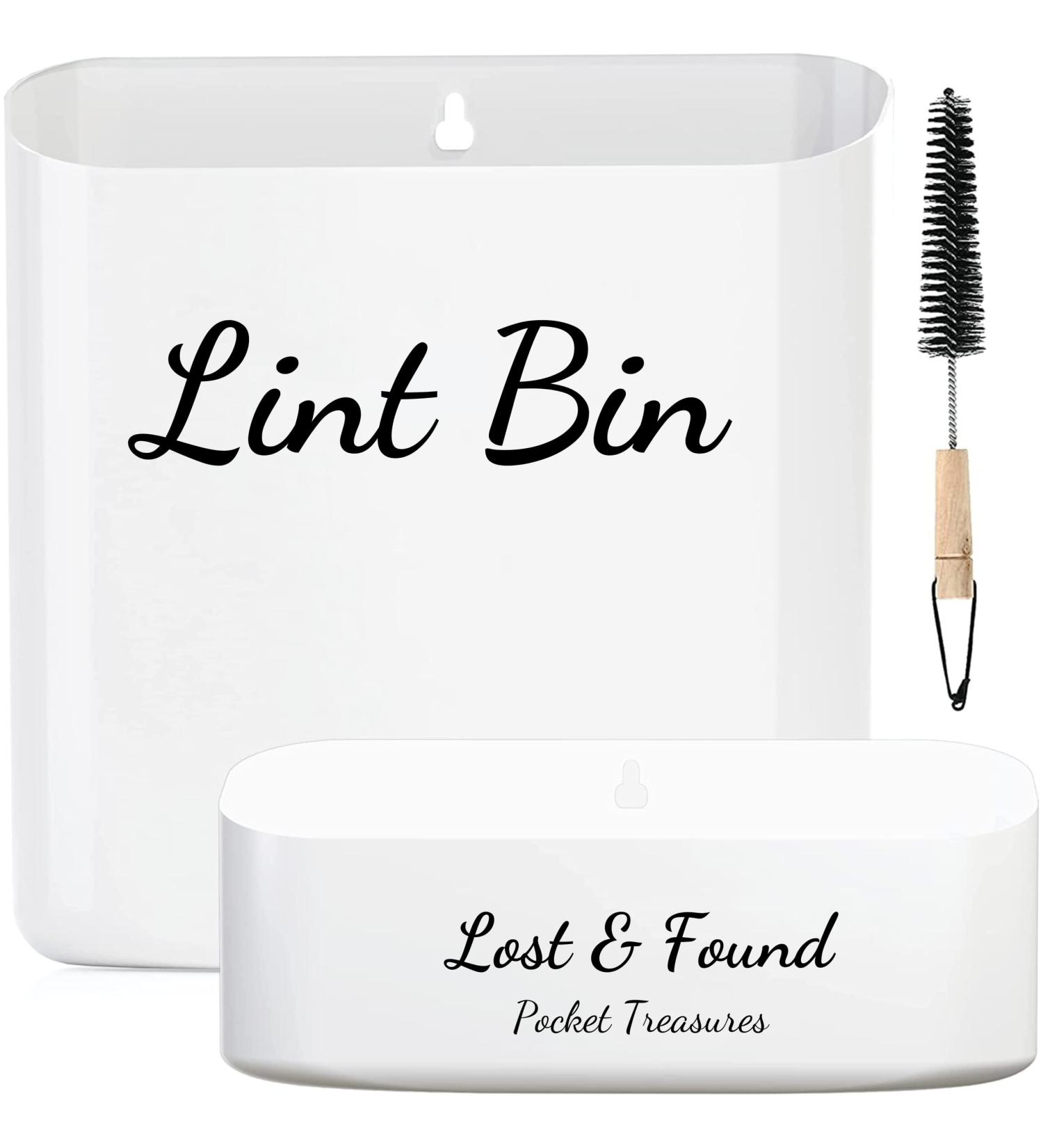 Magnetic Lint Bin for Laundry Room - 3 Piece White Lint Holder & Waste Box for Dryer Organization - Buy Online on SooperMarket.com