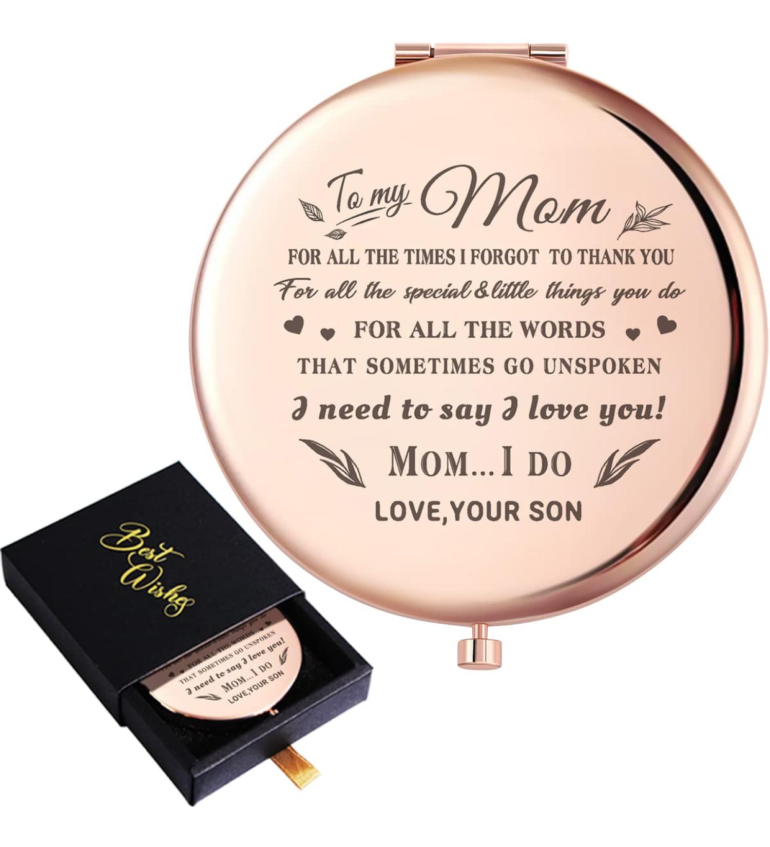 Wailozco 'To My Mom, I Love You' Rose Gold Compact Mirror - Unique & Meaningful Gifts for Mother's Day, Birthday, Christmas from Son - Buy Online on SooperMarket.com