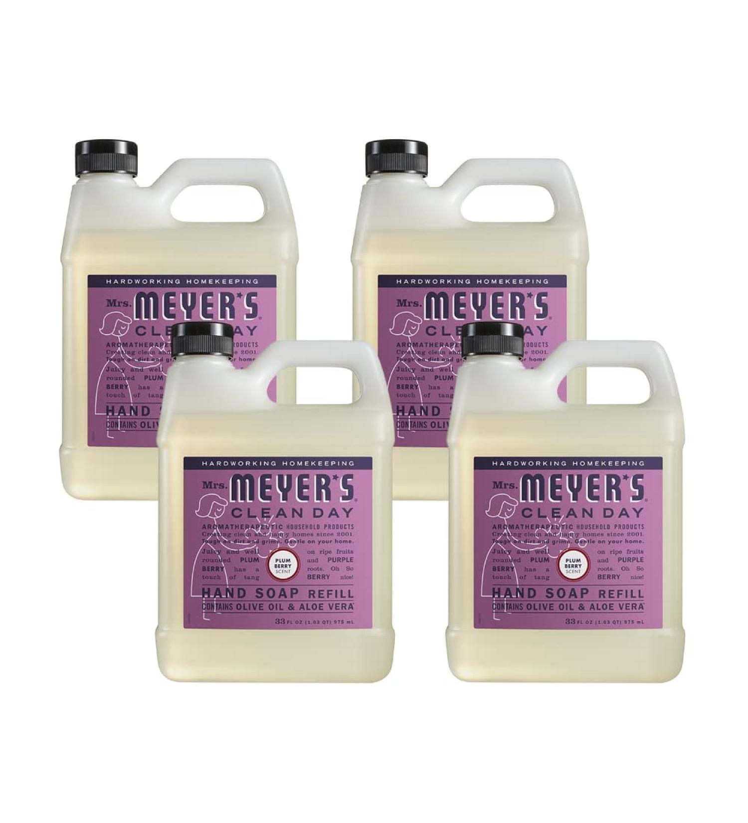 MRS. MEYER'S CLEAN DAY Plum Berry Scent Hand Soap Refill - 33 Fl Oz (Pack of 4) - Eco-Friendly & Nourishing Care for Hands - Buy Now - Buy Online on SooperMarket.com