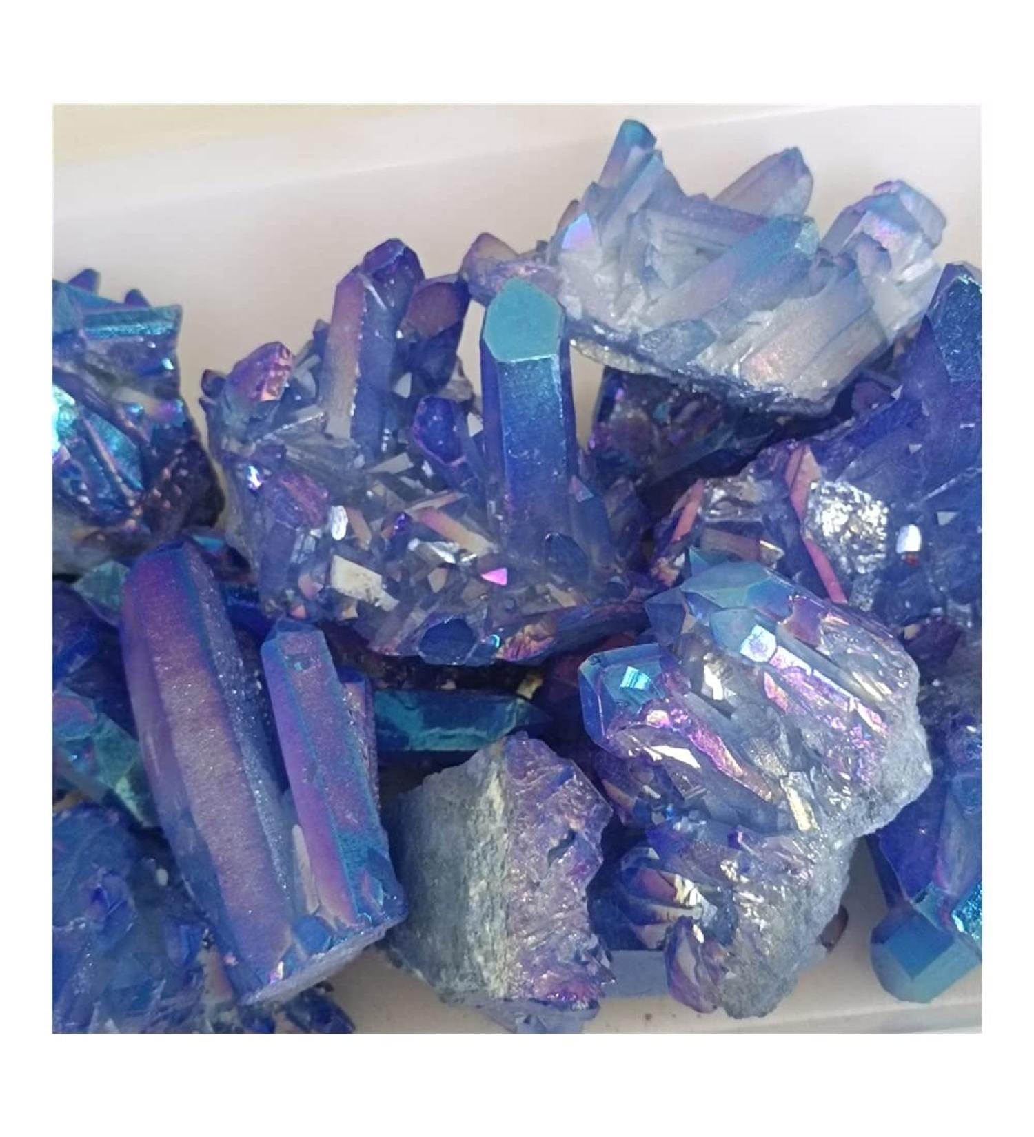 Crystal Cluster Quartz Titanium Aura Flower Natural Stones and Minerals Stone Decoration for Home Home Collections 180-200g - Buy Online on SooperMarket.com