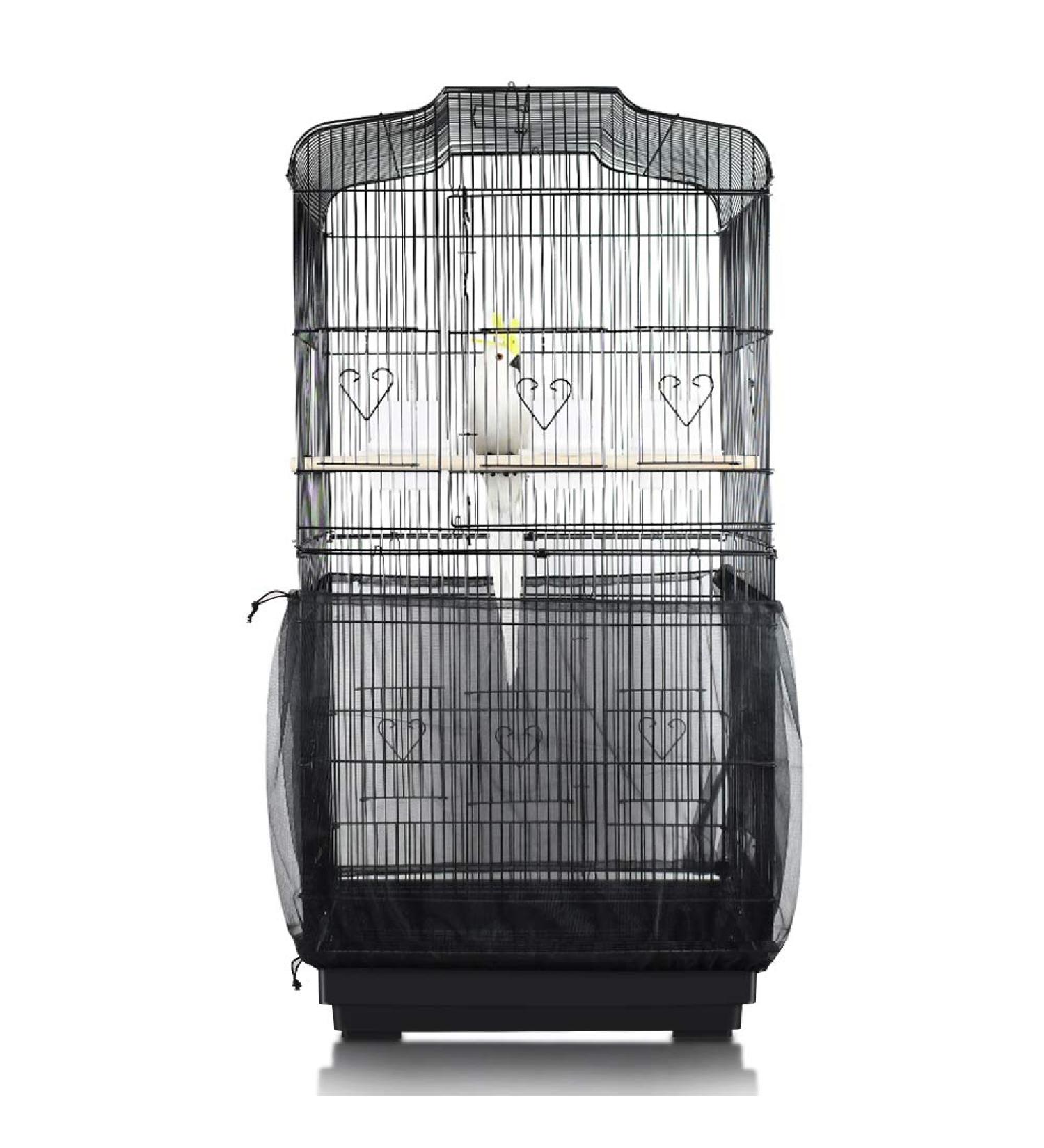 SYOOY Universal Bird Cage Cover Seed Catcher - Adjustable Nylon Mesh Netting Skirt for Parrot & Parakeet Birdcages - Black - Buy Online on SooperMarket.com