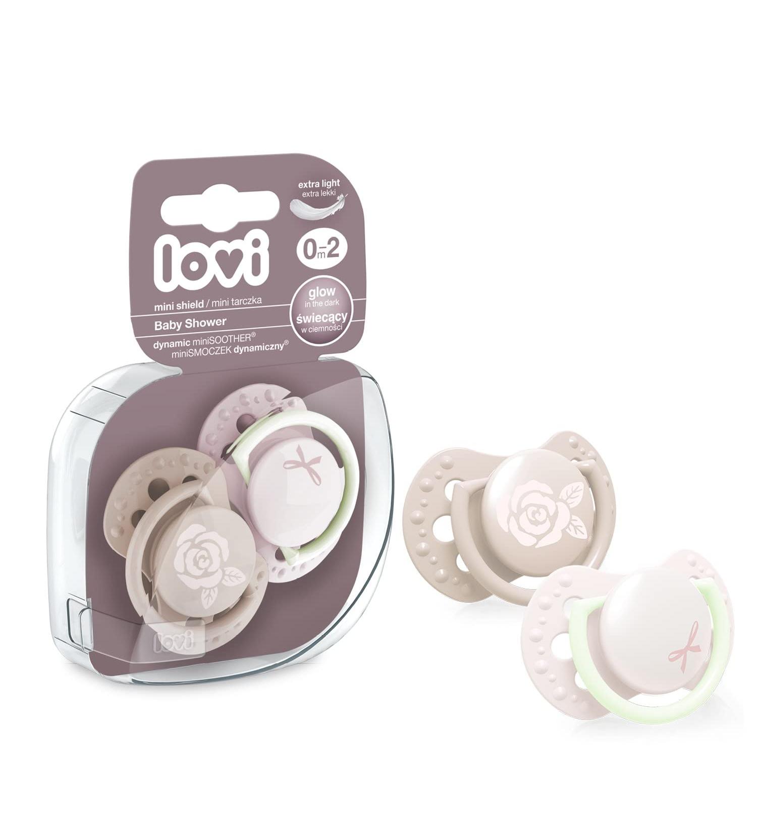 LOVI Dynamic Pacifier 0-2 Months - BPA Free Silicone Baby Shower Girl Collection 2 Pack Pink - Buy Online on SooperMarket.com
