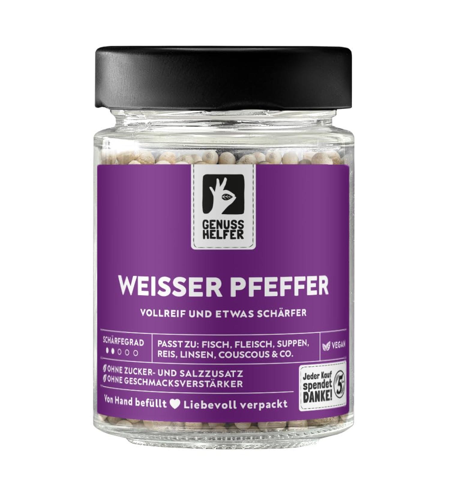 Buy Bremer Gew rzhandel White Pepper Intense Spiciness Whole Light Peppercorns for Cooking 100g Glass Jar - International Shipping Available - Buy Online on SooperMarket.com