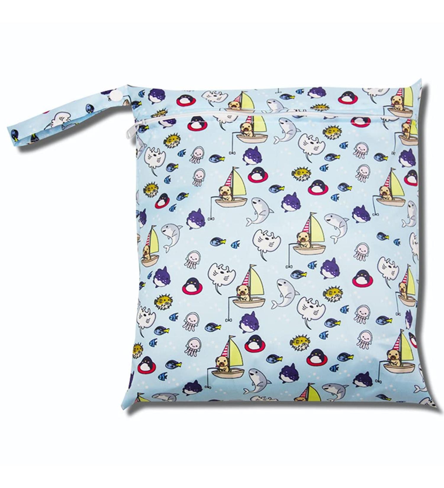 Egurs Wetbag Waterproof Reusable Diaper Bag - Marine Life (30x28cm) | Eco-Friendly Nappy Bag for International Shipping - Buy Online on SooperMarket.com
