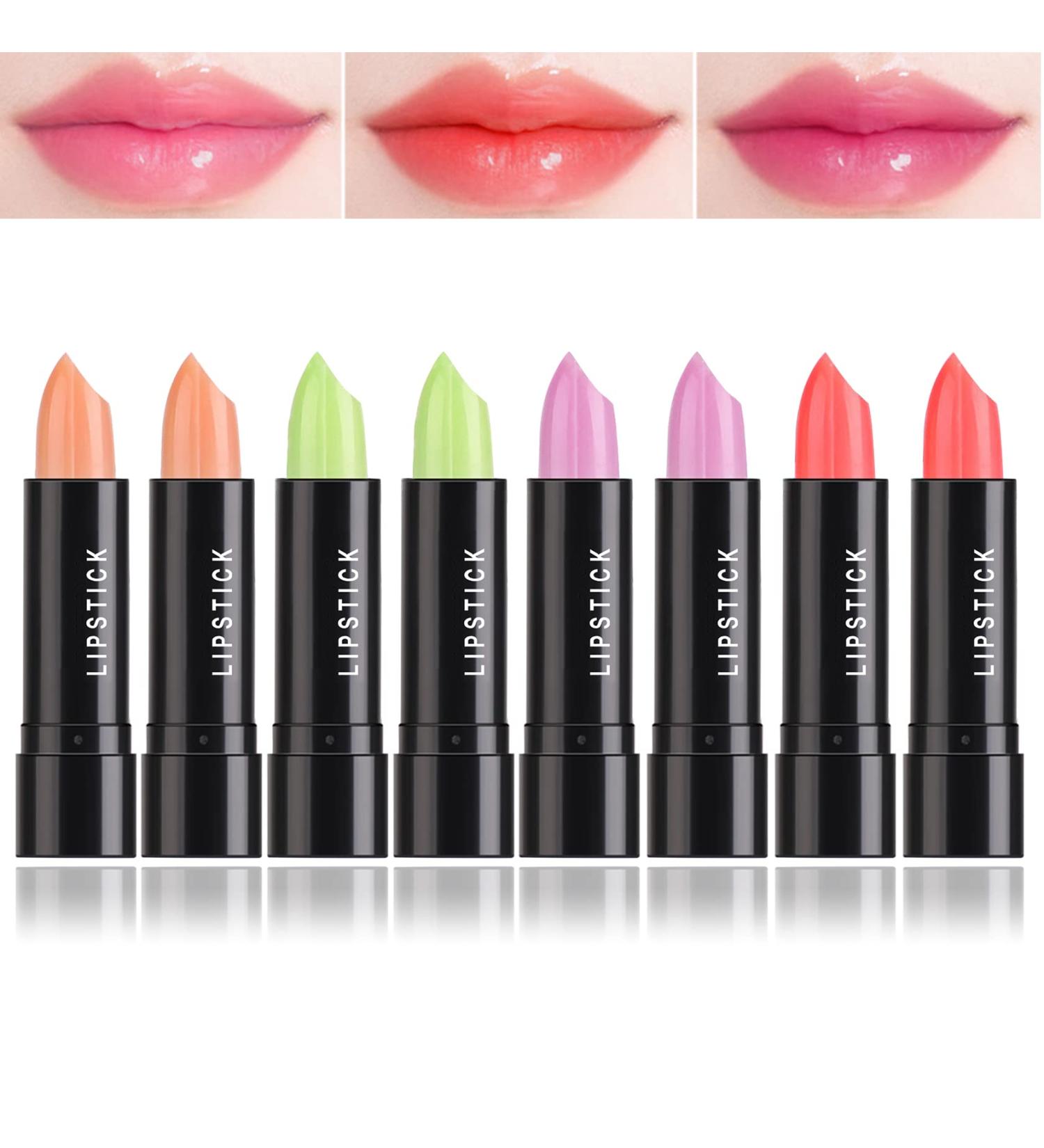 Fusang 8 Pack Crystal Color Changing Lipstick Set - Long Lasting & Waterproof Lip Tint Balm with Temperature Color Change - Moisturizing Magic Lip Gloss Stain - Buy Online on SooperMarket.com