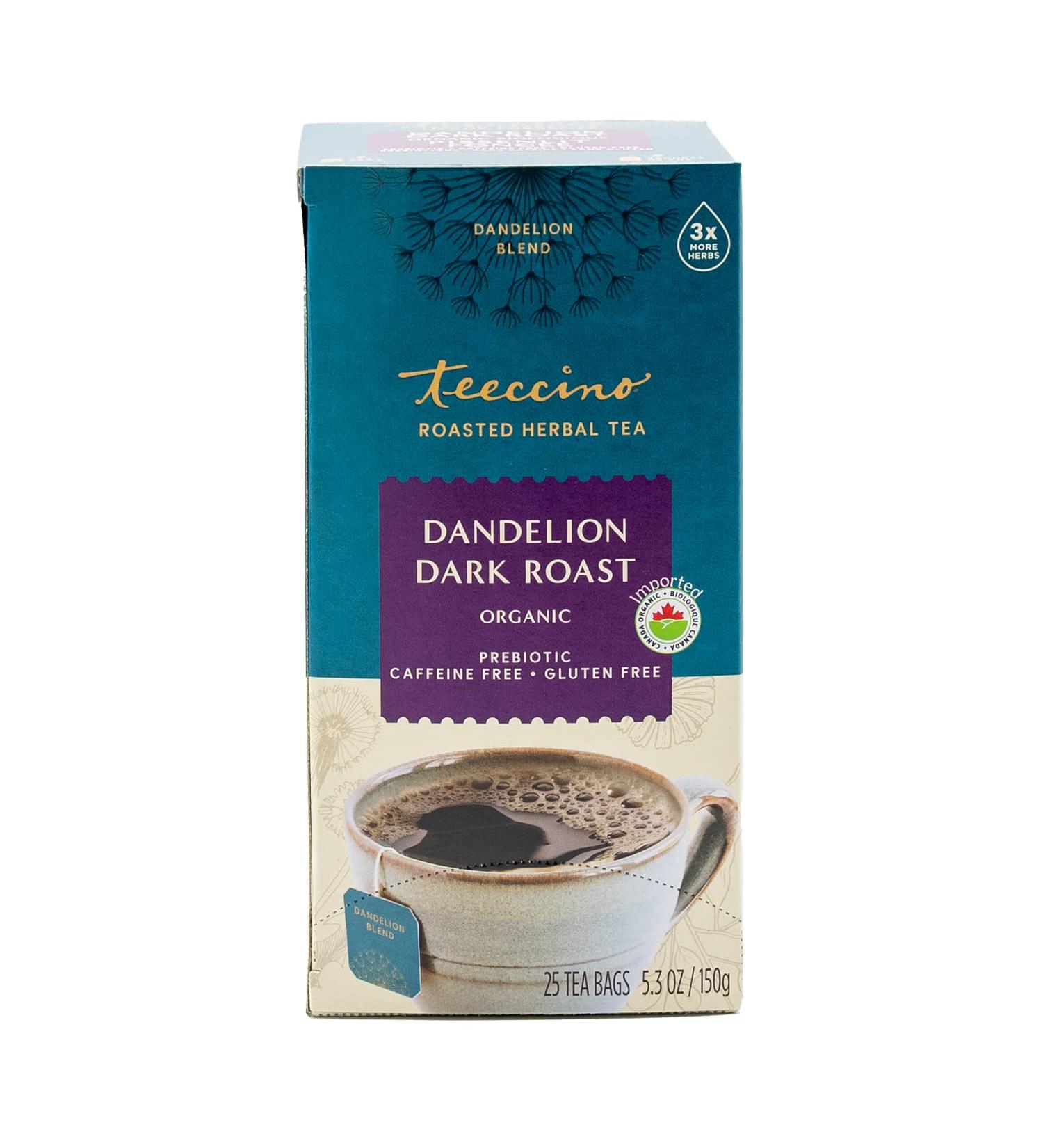 Teeccino Dandelion Tea Dark Roast Rich & Roasted Herbal Tea That s Caffeine Free & Prebiotic with Detoxifying Dandelion Root 25 Tea Bags - Buy Online on SooperMarket.com