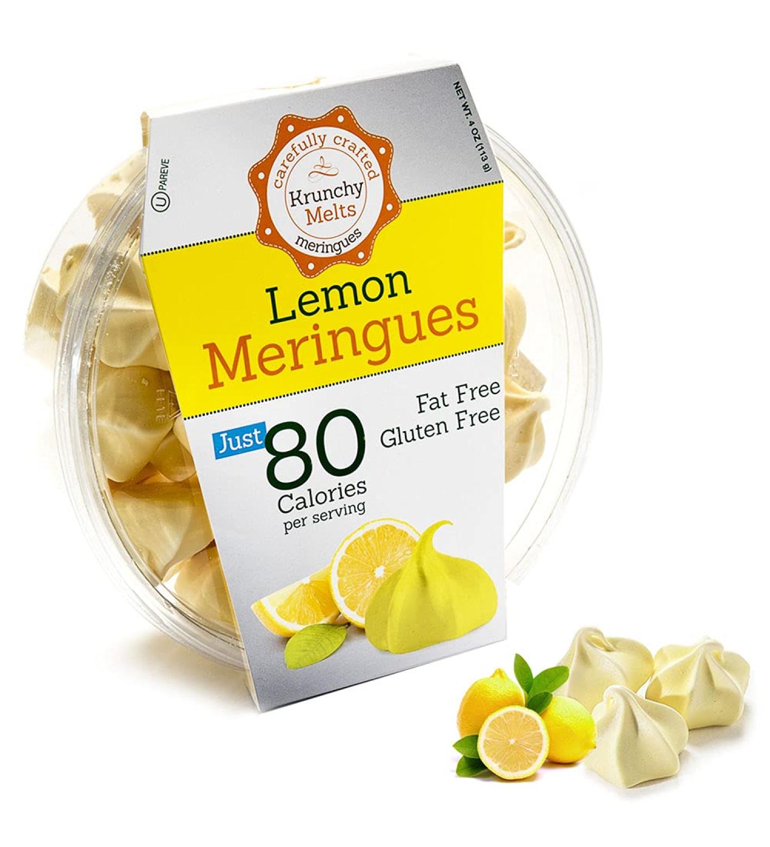 Krunchy Melts Lemon Meringue Cookies - Fat Free, Gluten Free, Nut Free - 80 Calories - Low Calorie Snack - Sweet Treats - 4 Oz Box - Buy Online on SooperMarket.com