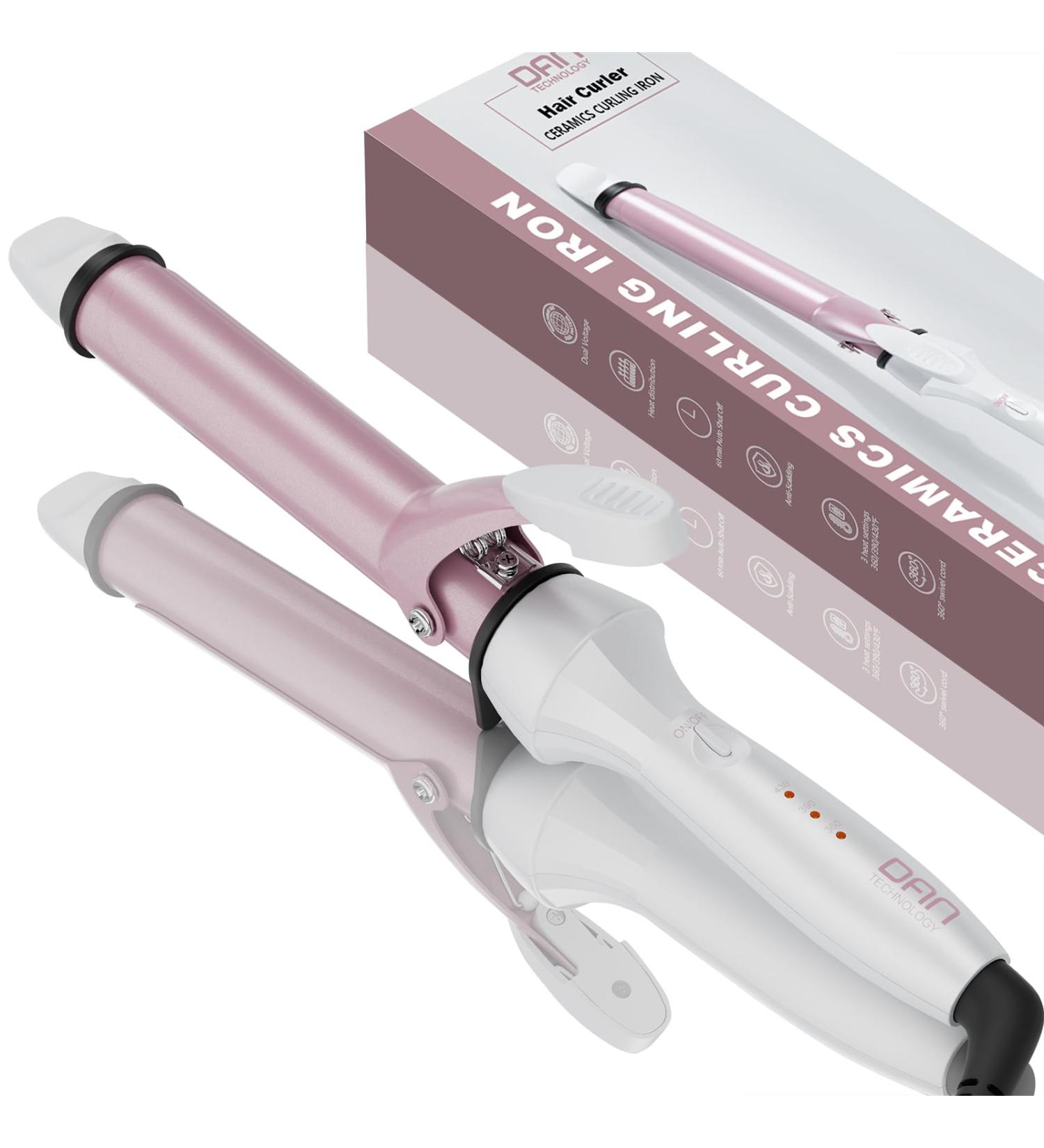 DAN Hair Curler - Dual Voltage 1-Inch Curling Iron for Travel | Best Hair Curling Iron in White - Buy Online on SooperMarket.com