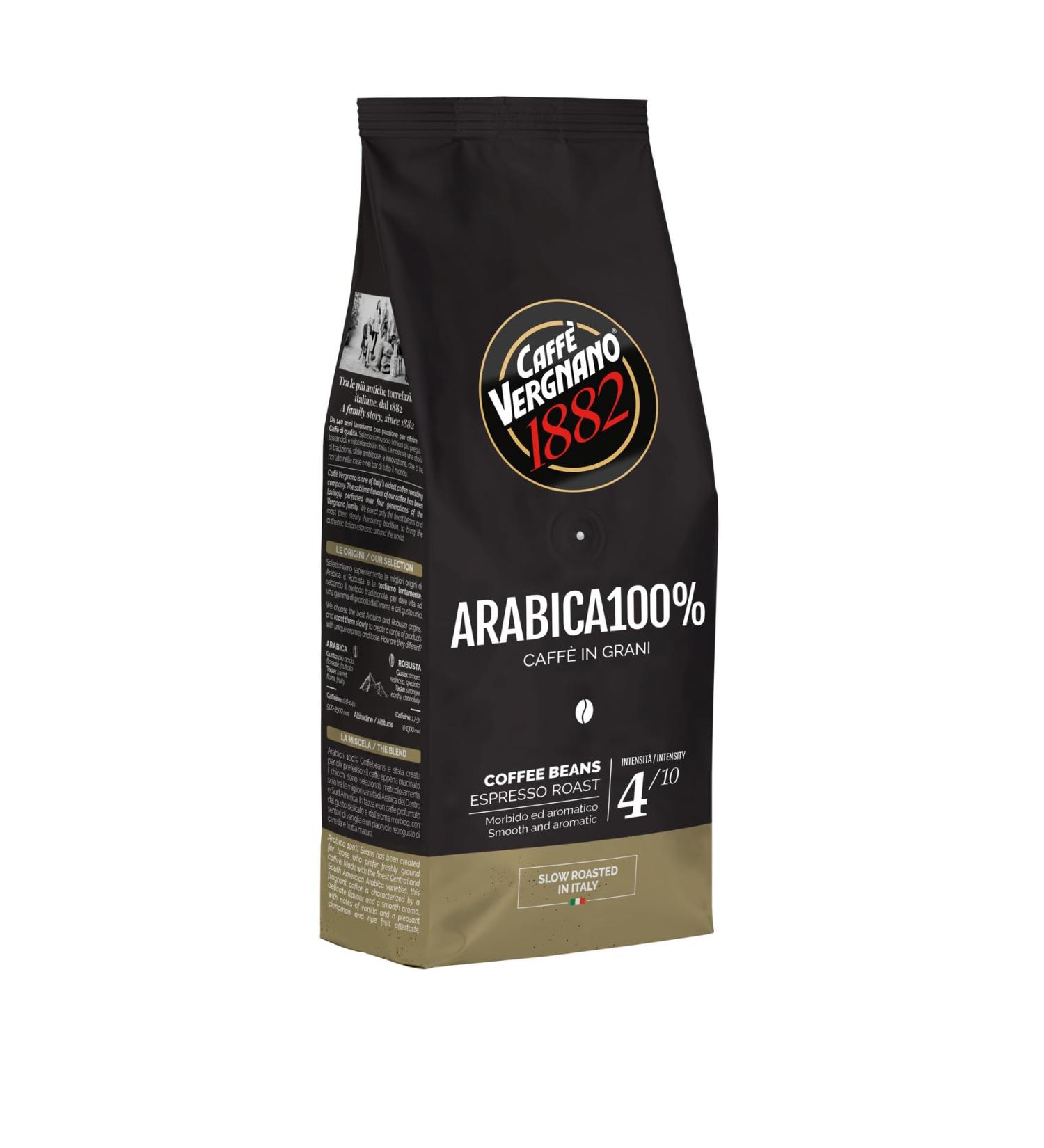 Caff Vergnano 1882 100% Arabica Coffee Beans - 250g Pack | Premium Italian Coffee for International Shipping - Buy Online on SooperMarket.com