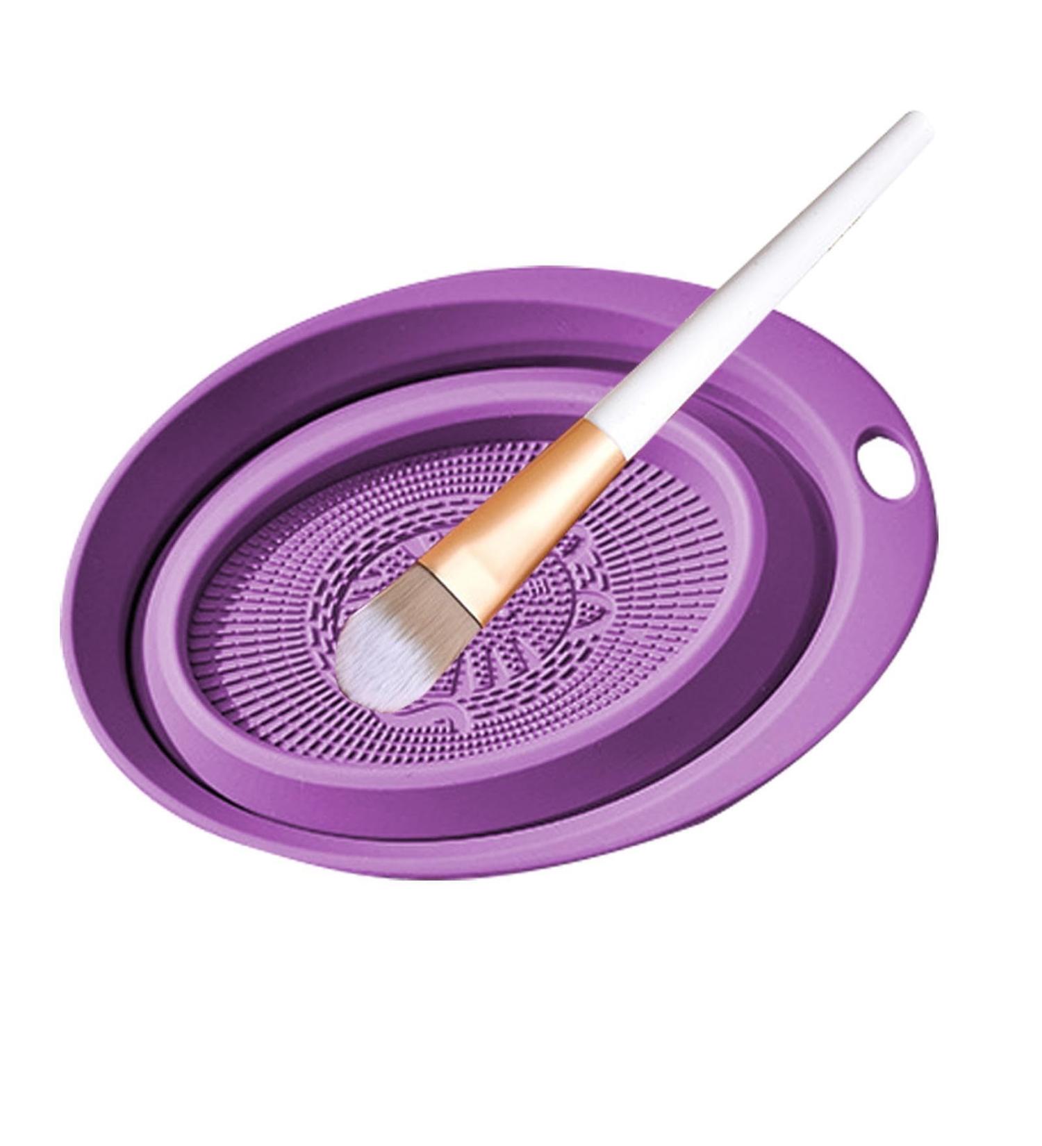 puzzlegame Silicone Cleaning Mat - Silicone Pad Scrubber Silicone Cleaning Bowl Makeup Brush Cleaner Washing Tools for Makeup Eggs Purple - Buy Online on SooperMarket.com