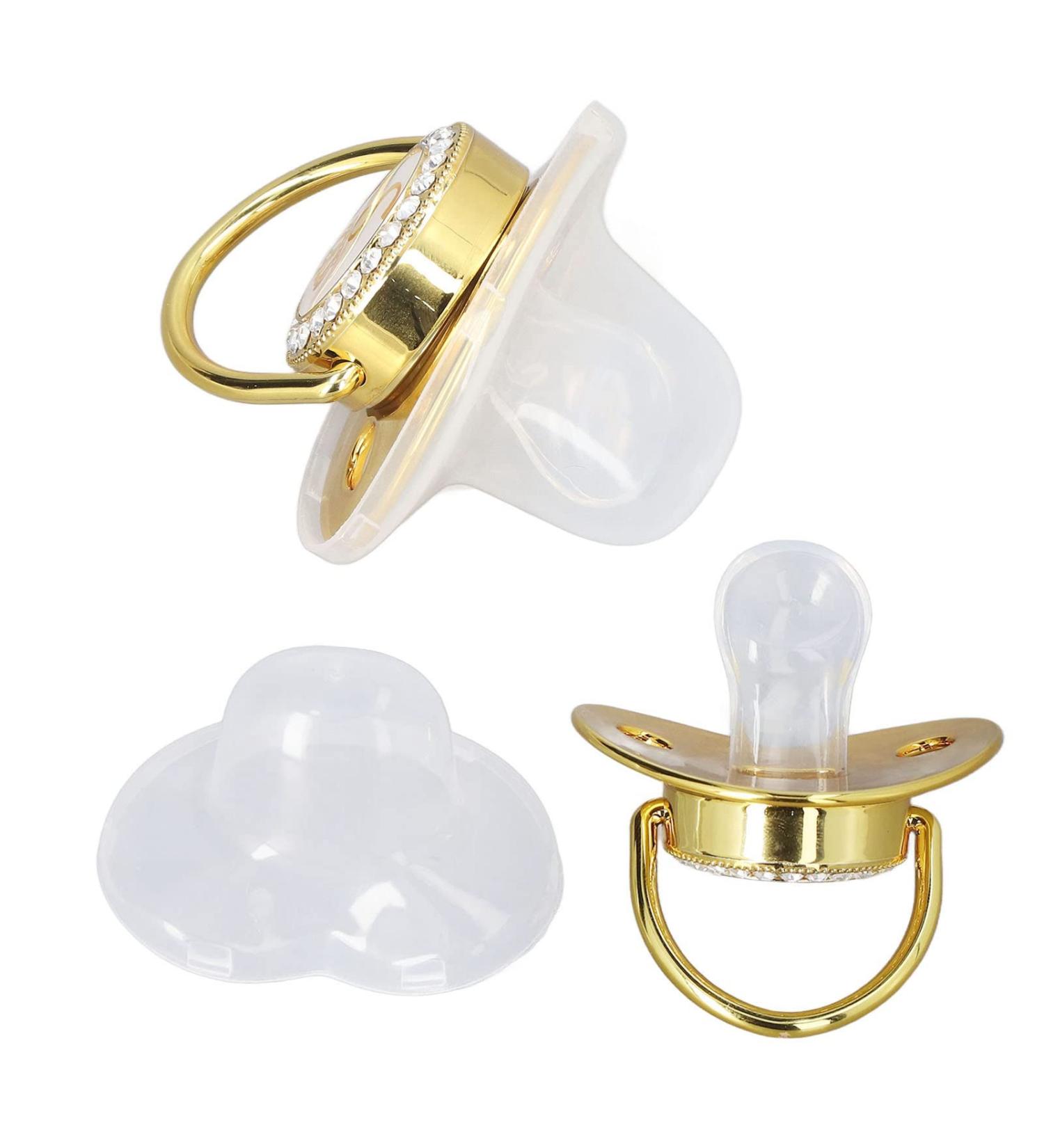 Luxury Rhinestone Crown Baby Pacifier - Ergonomic Golden Design Soothing & Portable (Letter D) - Buy Online on SooperMarket.com