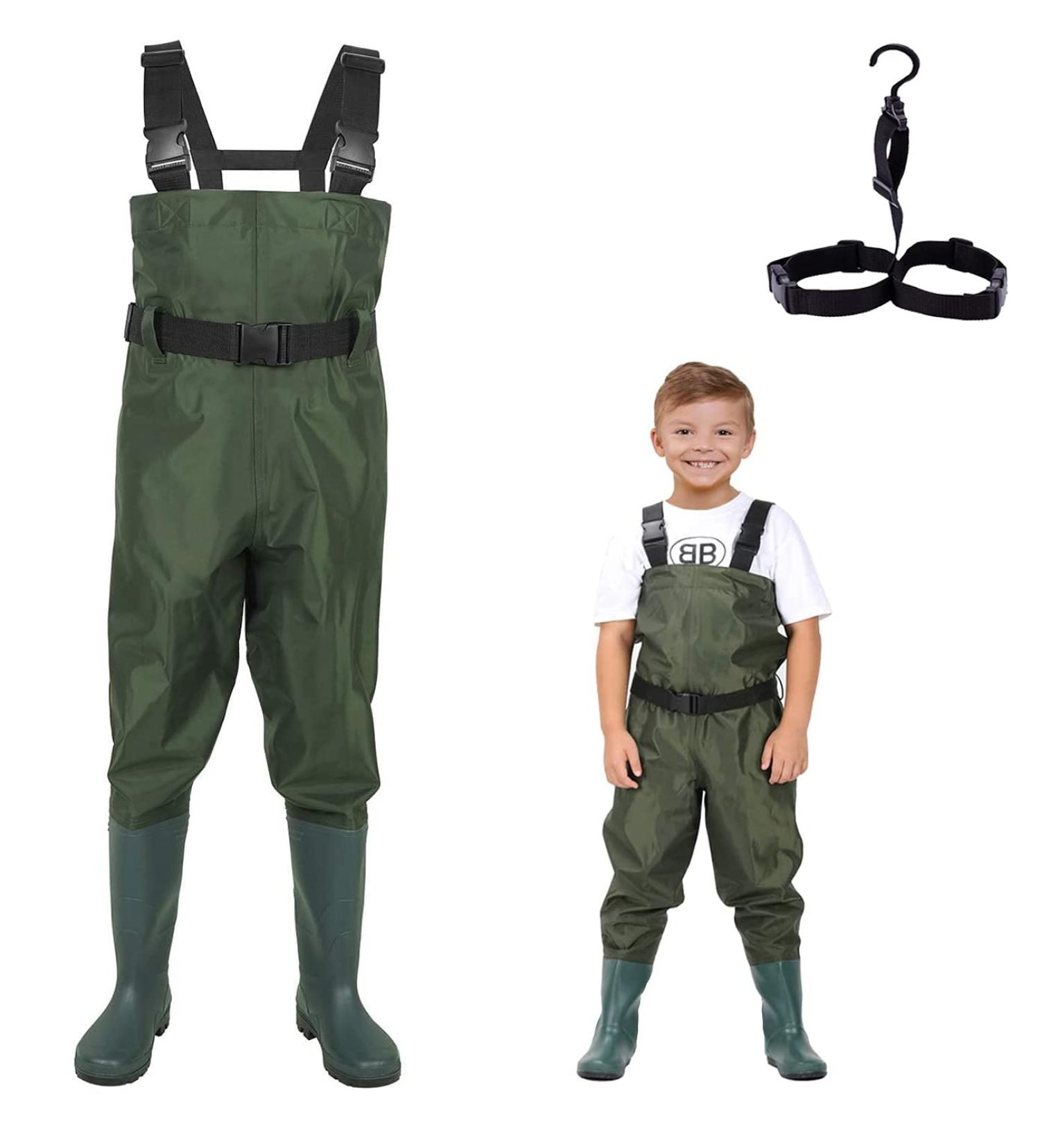LANGXUN Kids Chest Waders - Lightweight & Breathable PVC Fishing Waders for Toddlers & Children - Waterproof Hutting Waders for Boys & Girls - Age 4/5 - Buy Online on SooperMarket.com