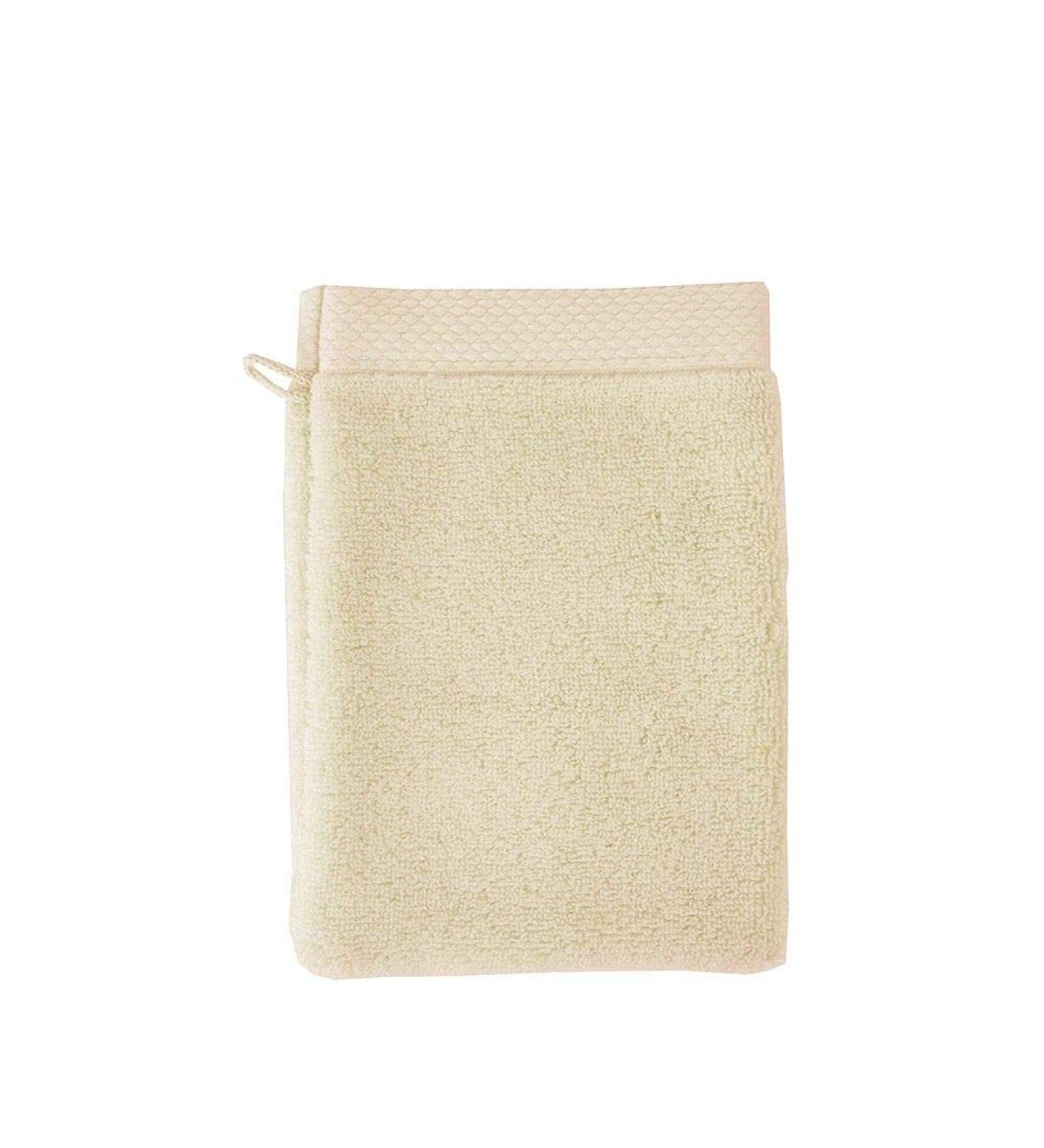 Garnier-Thiebaut  Set of 2  Luxuriously Soft Cotton European Shower/Wash Mitts (Gants De Toilette)  Angora (Soft  Light Beige)  Elea Collection