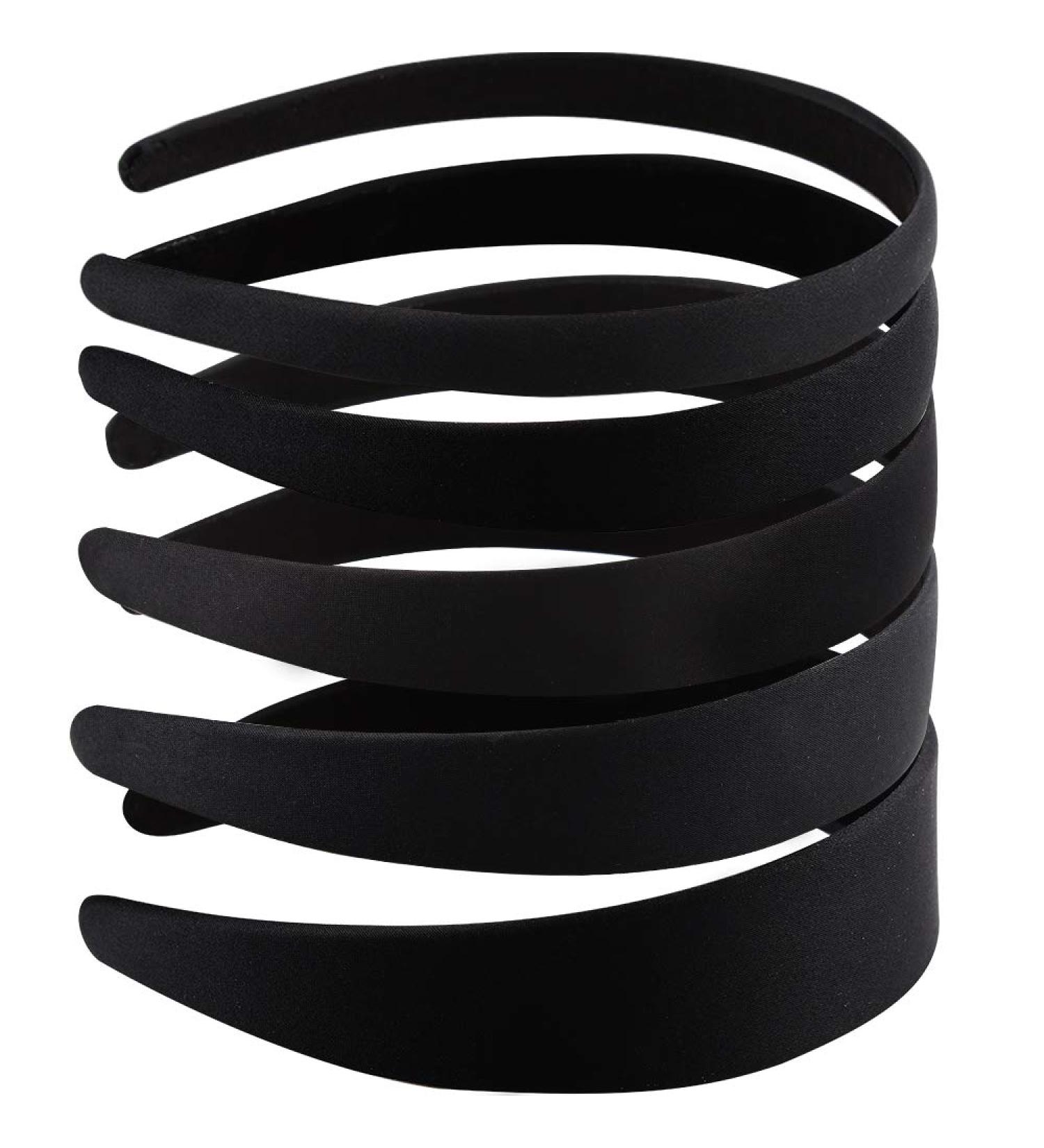 ANBALA Black Headbands for Women - 5 Pack of Plain DIY Satin Headbands in Various Sizes - Non-Slip and High Elasticity Headbands for Women and Girls - Buy Online on SooperMarket.com