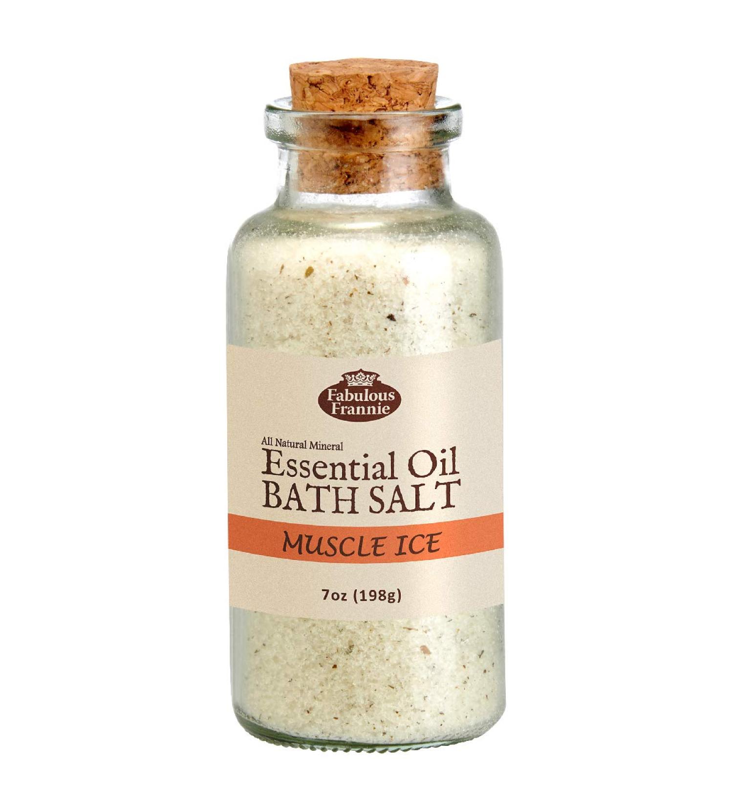 Fabulous Frannie Muscle Ice Therapeuic Mineral Bath Salt - 9oz Made with Pure Essential Oils Cinnamon  Eucalyptus  Rosemary  Clove Bud  Lavender  Sweet Orange and Peppermint