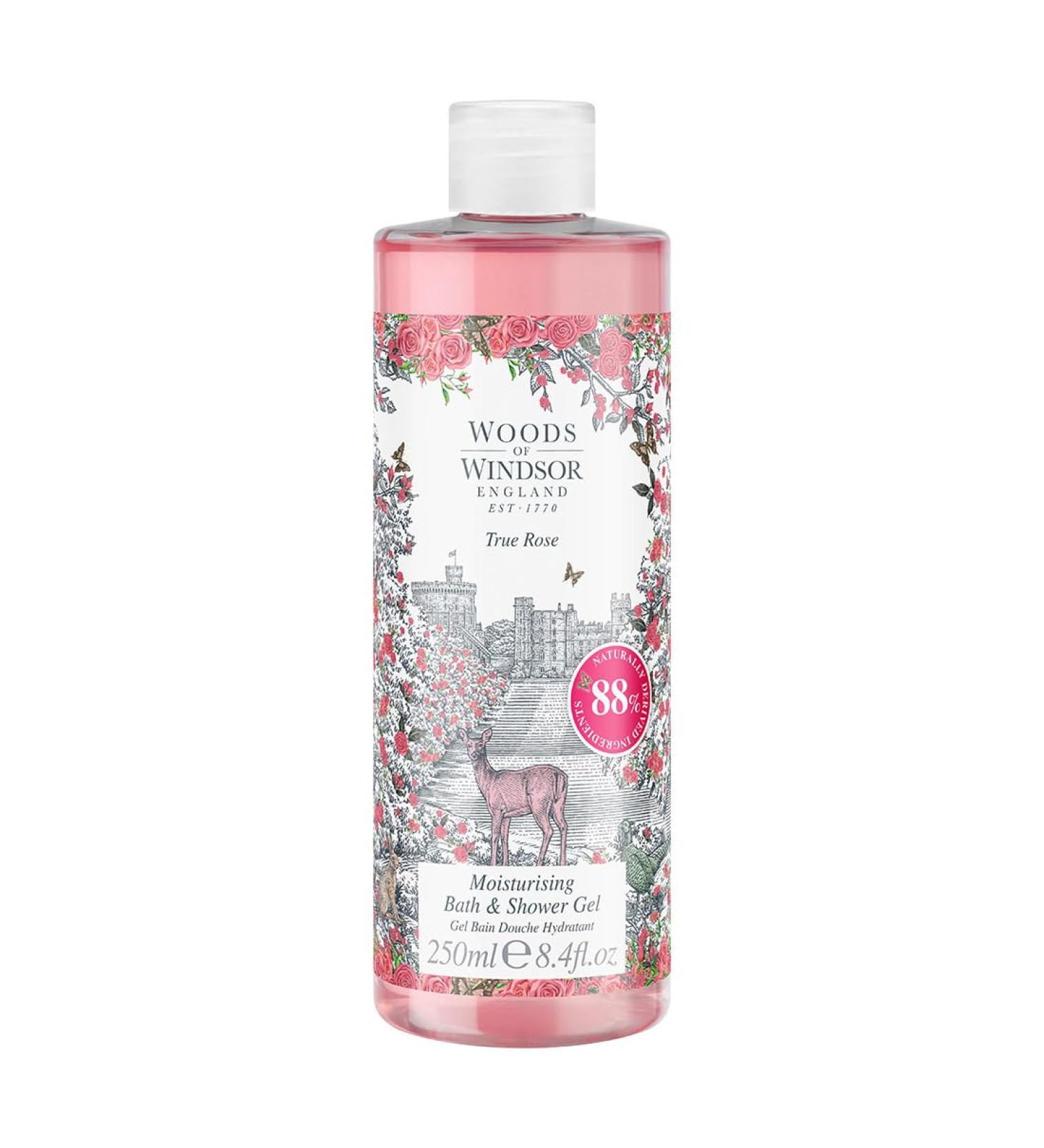 Woods of Windsor Rose Bath & Shower Gel - Floral White Jasmine & Ylang Ylang - Moisturizing Body Wash for Women with Vitamin E - 250ml - Buy Online on SooperMarket.com