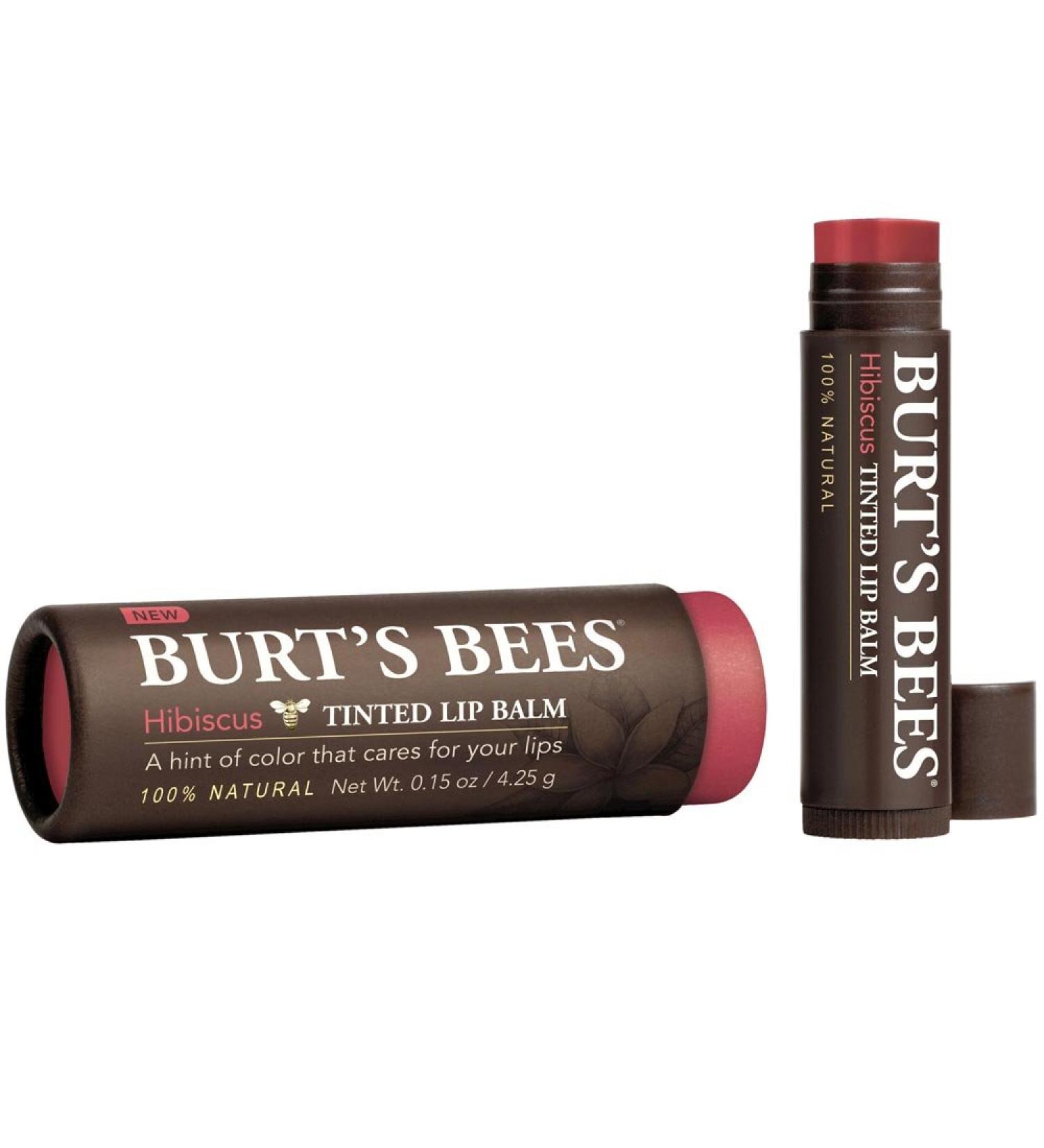 Burt's Bees 100% Natural Tinted Lip Balm Hibiscus 1 Pack x 4.25 g Hibiscus 4.25 g (1 Pack)