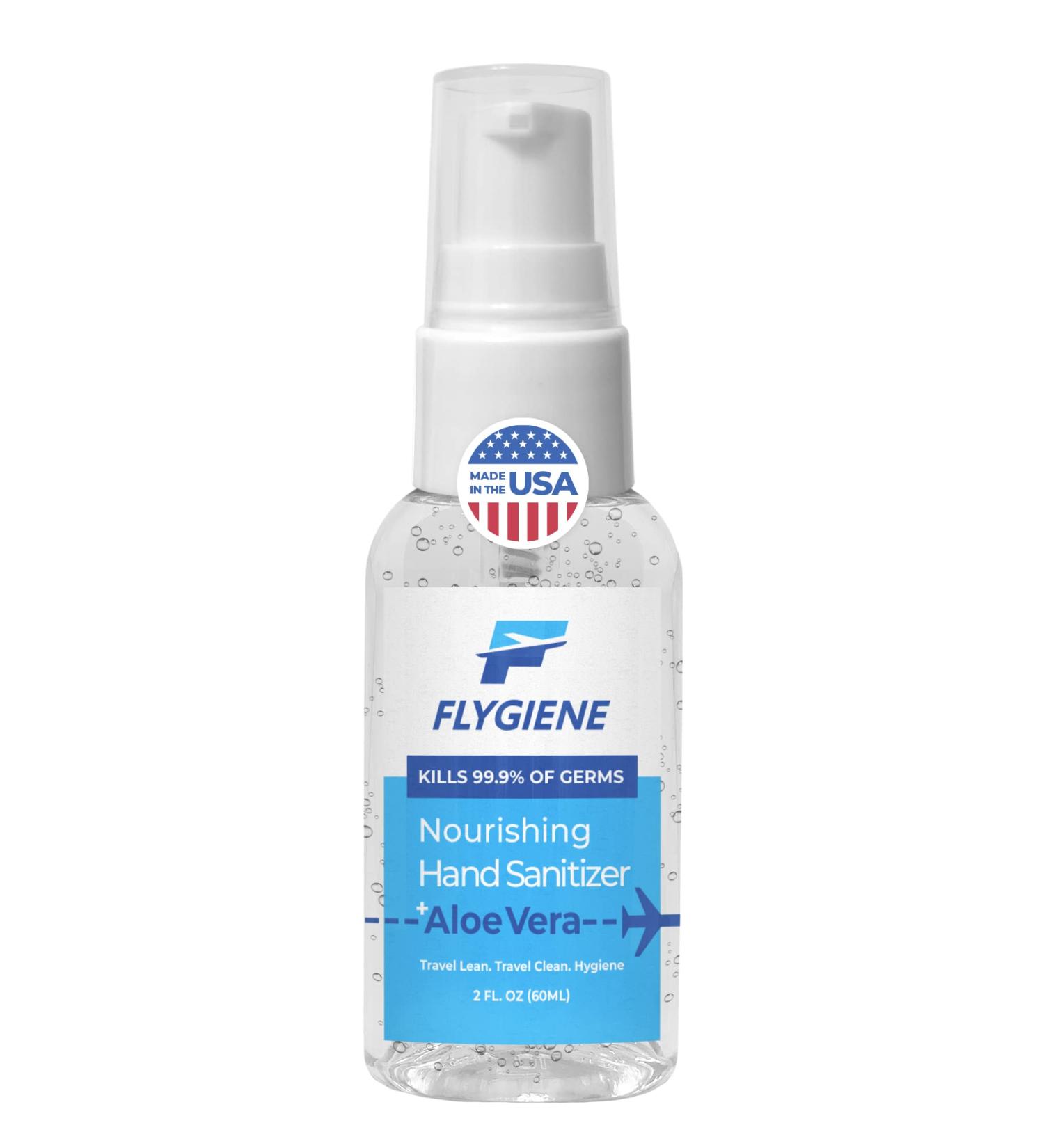 FLYGIENE 2oz Hand Sanitizer (1 Pack) Made in USA | 70% Alcohol + Aloe | TSA Approved Travel Bottles - Buy Online on SooperMarket.com