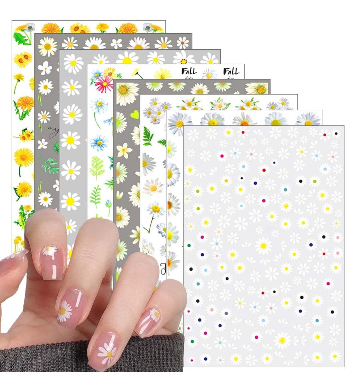 3D Small Daisy Nail Art Stickers - Spring/Summer Floral Design for DIY Acrylic Nails - Buy Online on SooperMarket.com