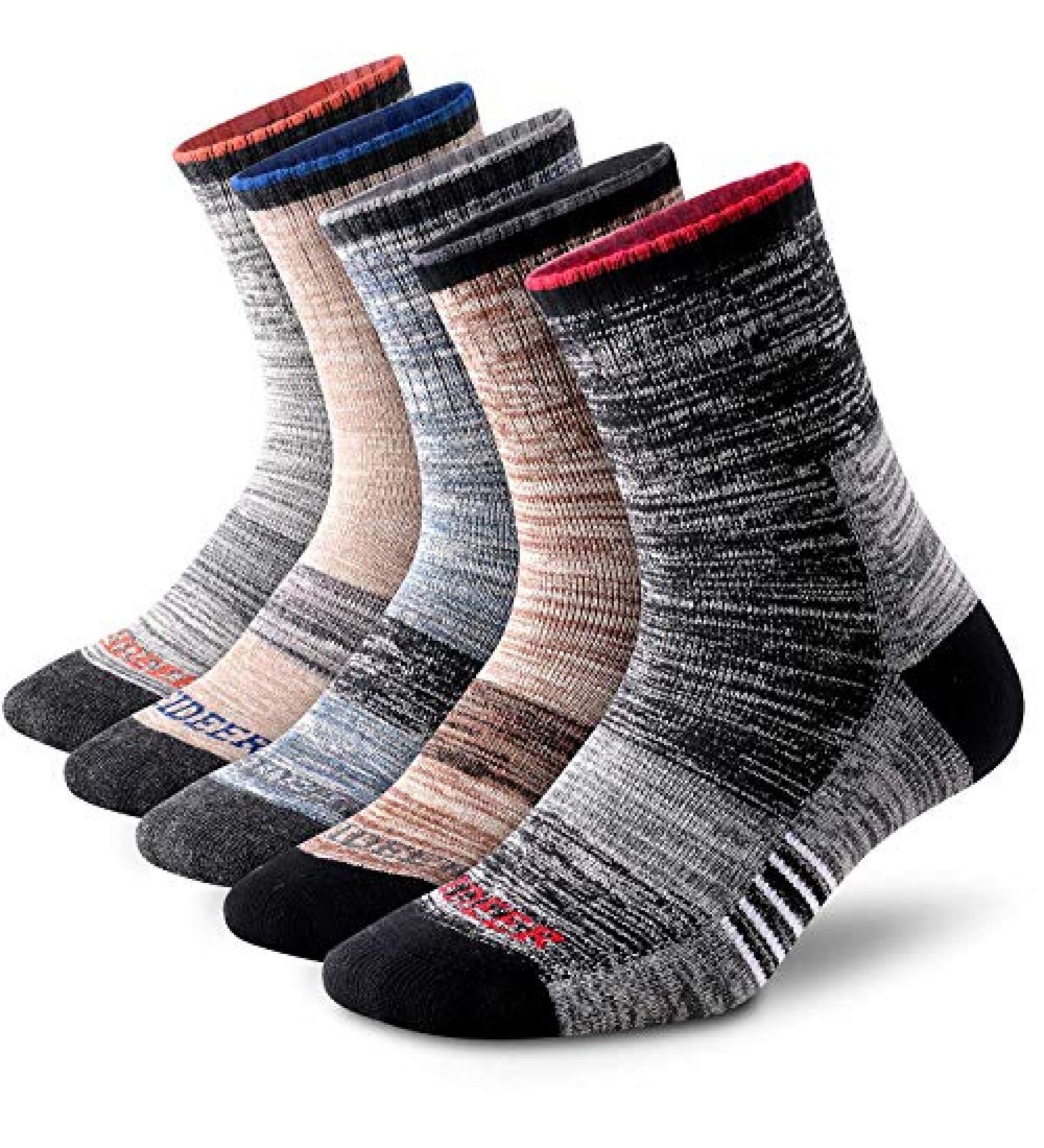 FEIDEER Men's Walking Hiking Socks - Moisture-Wicking Cushioned Quarter Crew Socks for Outdoor Sports - 3/4/5 Pairs, Sizes 6-15, Multiple Color Options - Buy Online on SooperMarket.com