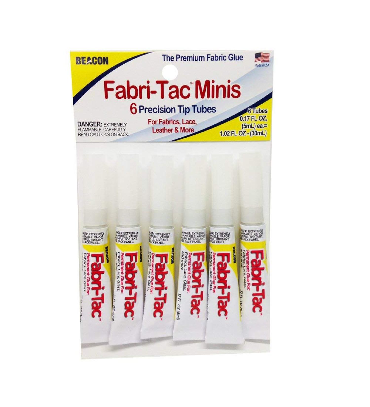 Beacon Fabri-Tac Premium Quality Fabric Glue 6 Tube Bag 1-Pack Minis