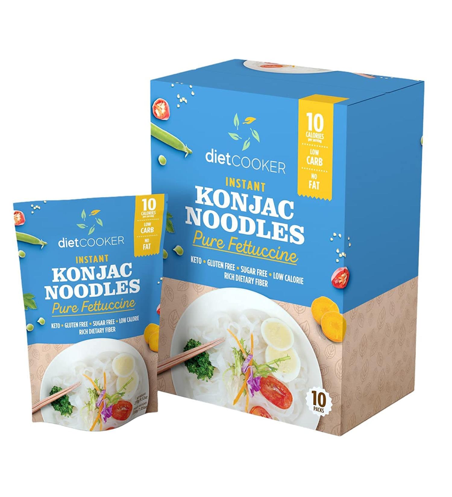 (Pack of 10) DIET COOKER Premium Konjac Noodles - Shirataki Fettuccine | Keto & Vegan Friendly - 9.52 oz | Low Calorie, Zero Net Carbs, Odor Free, Ready to Eat | Healthy Diet Food - Buy Online on SooperMarket.com