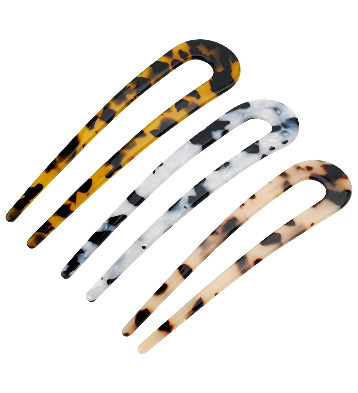 U-shaped Hairpin 3 Cellulose Acetate Acrylic Hairpin Pill Head Chinese Ancient Style Tortoise Shell U Shaped Simple Coiffure Elegant Cheongsam Matching Hair Accessories Hair Fork French (A) - Buy Online on SooperMarket.com
