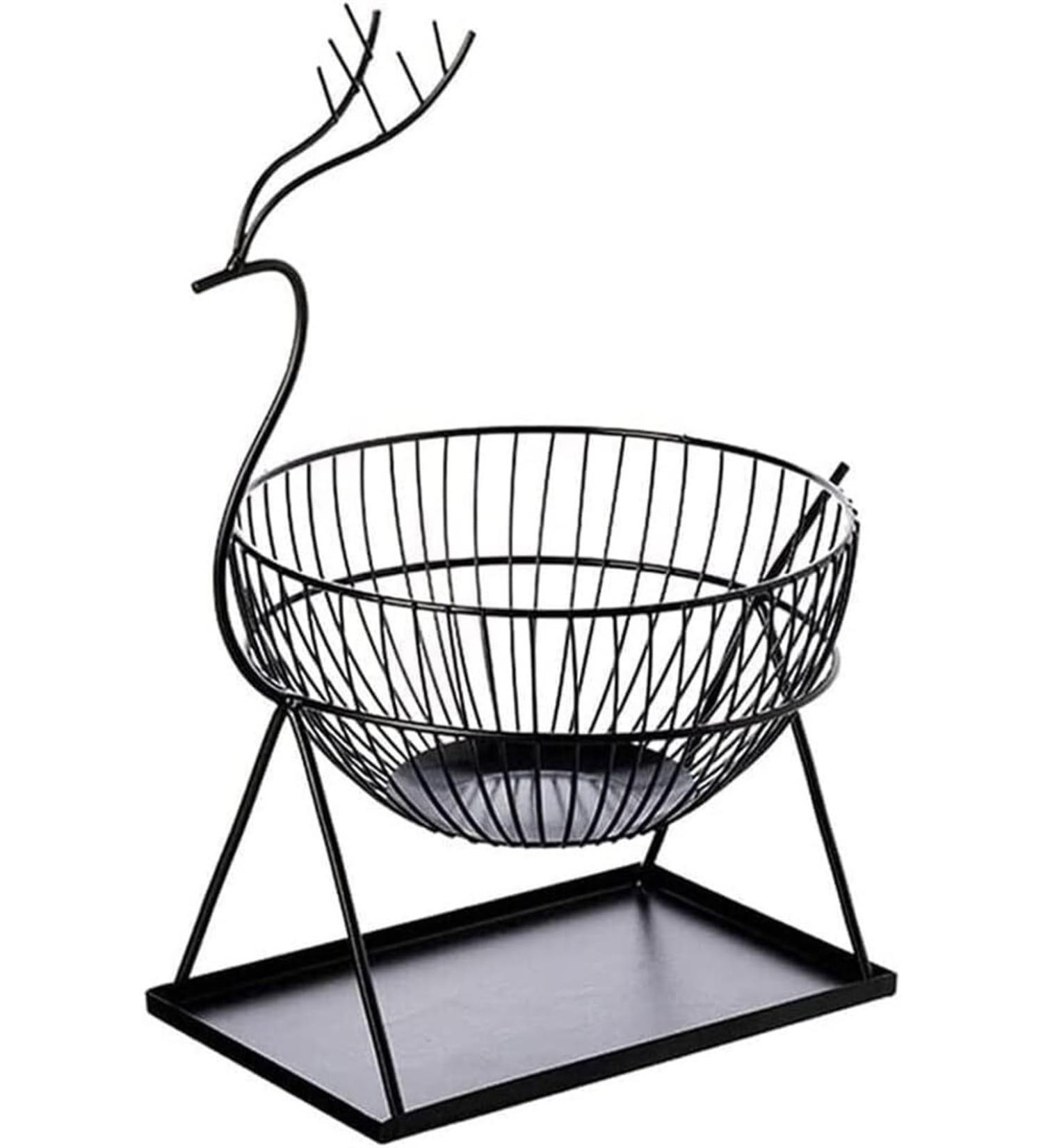 Kitchen Countertop Fruit Rack Fruit Basket Metal Deer Figurine Fruit Basket Fruit Bowl Metal Wire Vegetable Bowl Mesh Countertop Fruit Holder Bowl for Kitchen Counter Gold Black Fruit Trays (Color : - Buy Online on SooperMarket.com