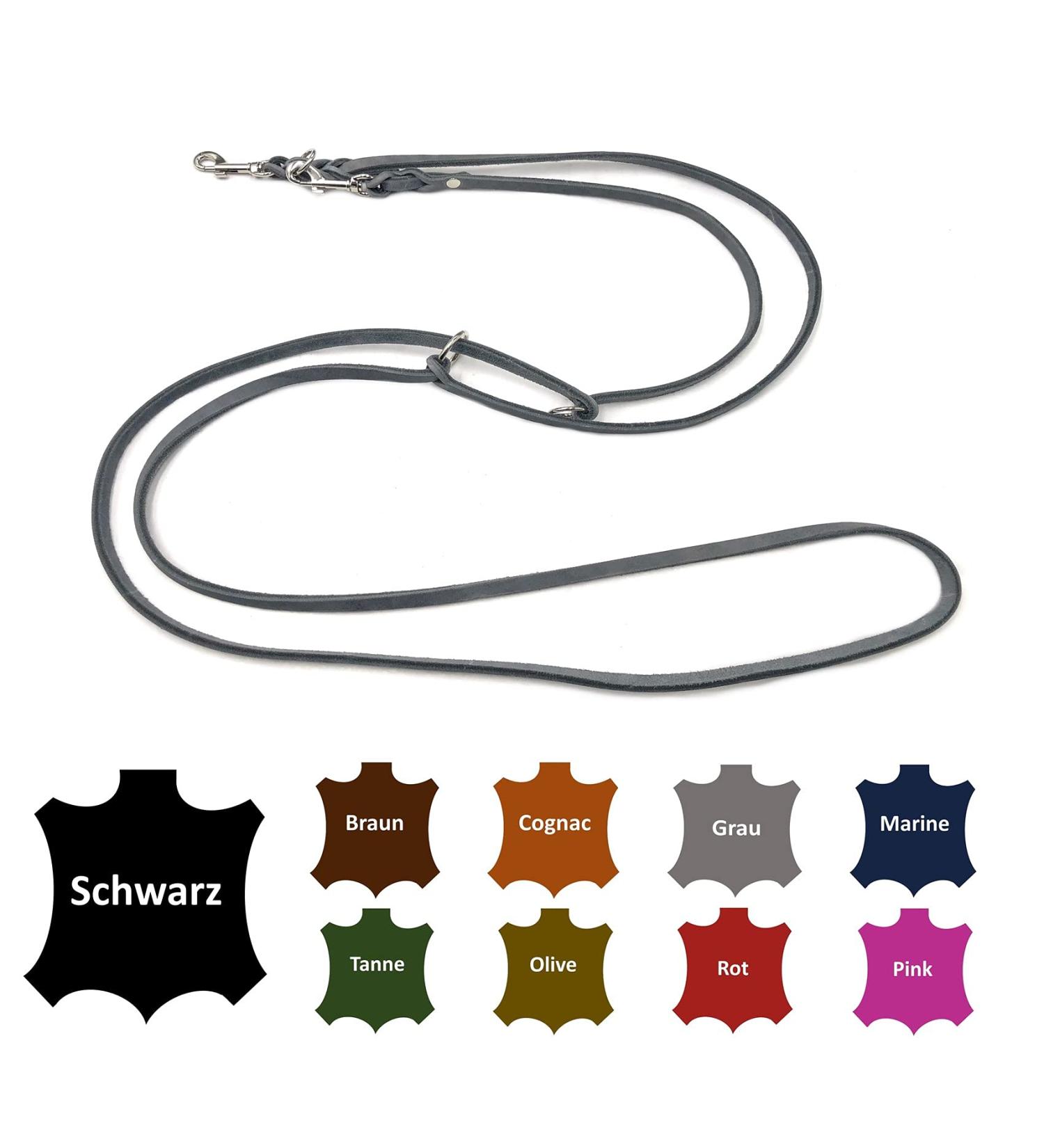 Adjustable Fat Leather Dog Leash for Small & Large Dogs - 2m Grey | Double Leash | Durable & Comfortable - Buy Online on SooperMarket.com