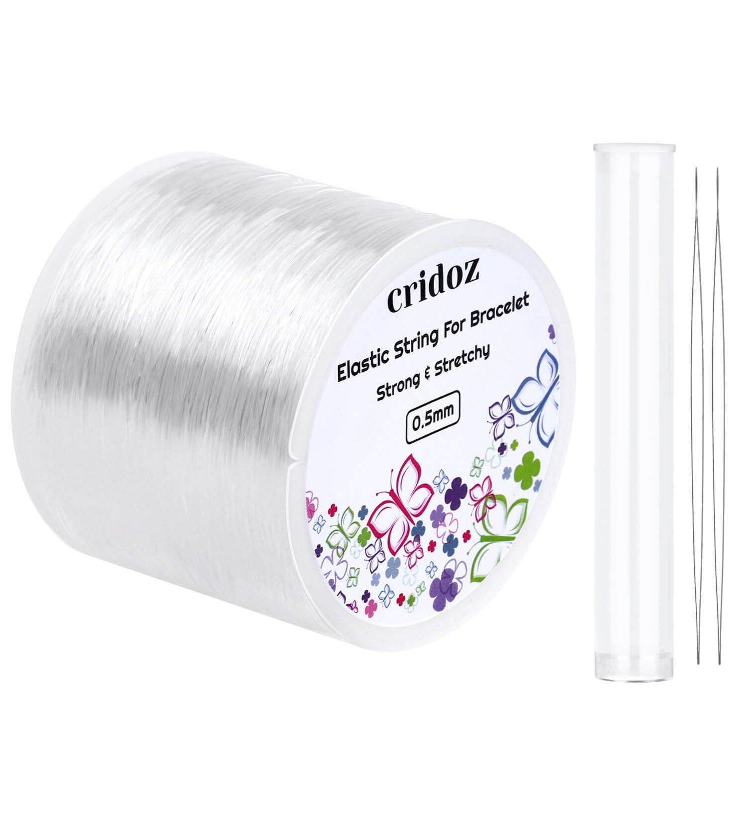 Cridoz 0.5mm Clear Elastic Stretchy String for Bracelets with Beading Needles - Ideal for Bead Bracelets and Jewelry Making - Buy Online on SooperMarket.com