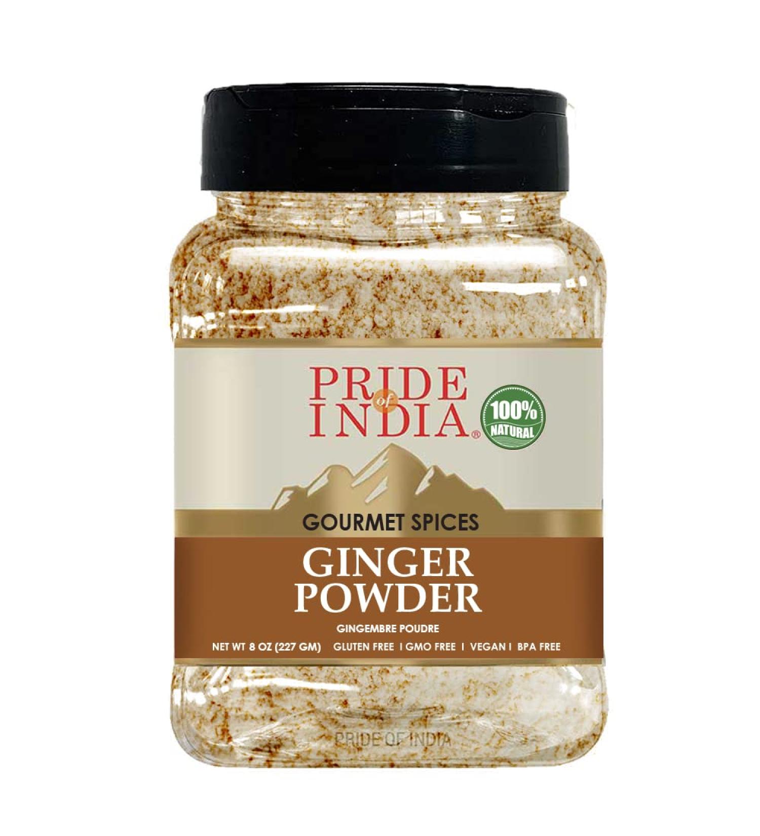 Pride of India Ginger Fine Ground Spice - 8oz. Fresh Root Powder for Cooking, Baking, Tea & More - No Additives - Easy to Store - Buy Online on SooperMarket.com