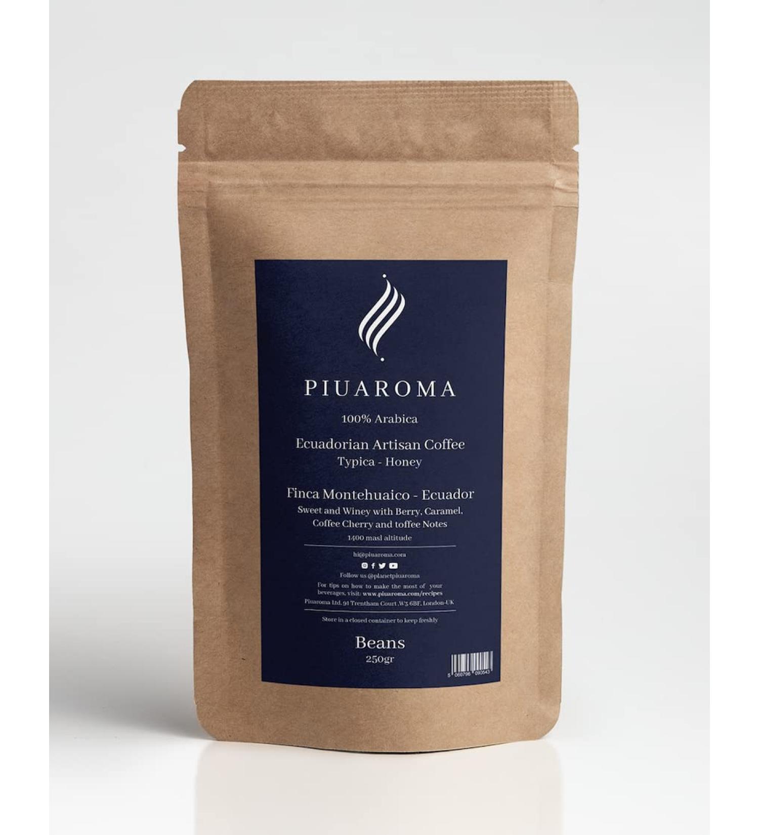 Ecuadorian Gourmet Coffee Whole Beans Medium Roast Fresh Coffee Beans 200 Grams/3.5 Ounces (Pack of 1) | Ecuadorian Coffee 100% Gourmet Coffee PIUAROMA - Buy Online on SooperMarket.com