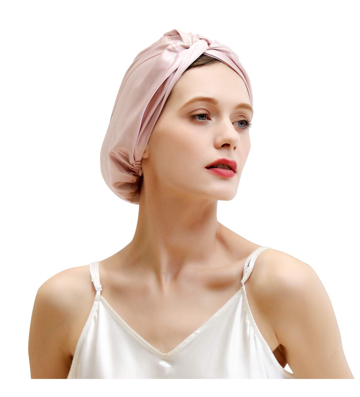ZIMASILK 22 Momme 100% Mulberry Silk Sleep Cap for Women - Pink Silk Night Bonnet for Hair Care - Buy Online on SooperMarket.com
