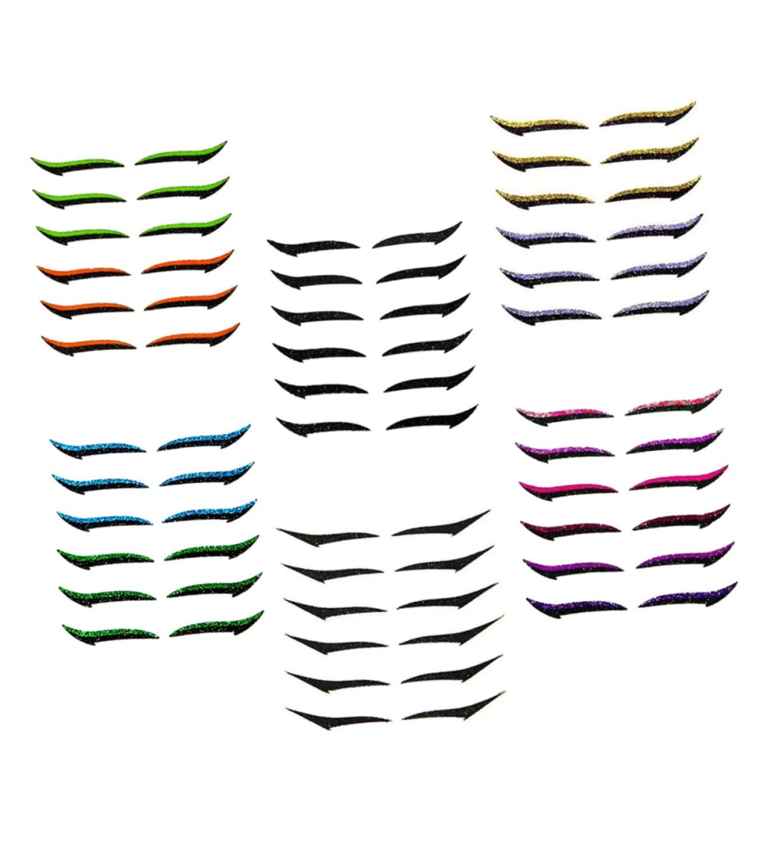 NOLITOY 12 Pcs Eyeliner Stickers Adhesive Eye Line Strip Reusable Double Eyelid Tapes Beauty Products Flash 1 count (Pack of 1) Assorted Colorx2pcs - Buy Online on SooperMarket.com