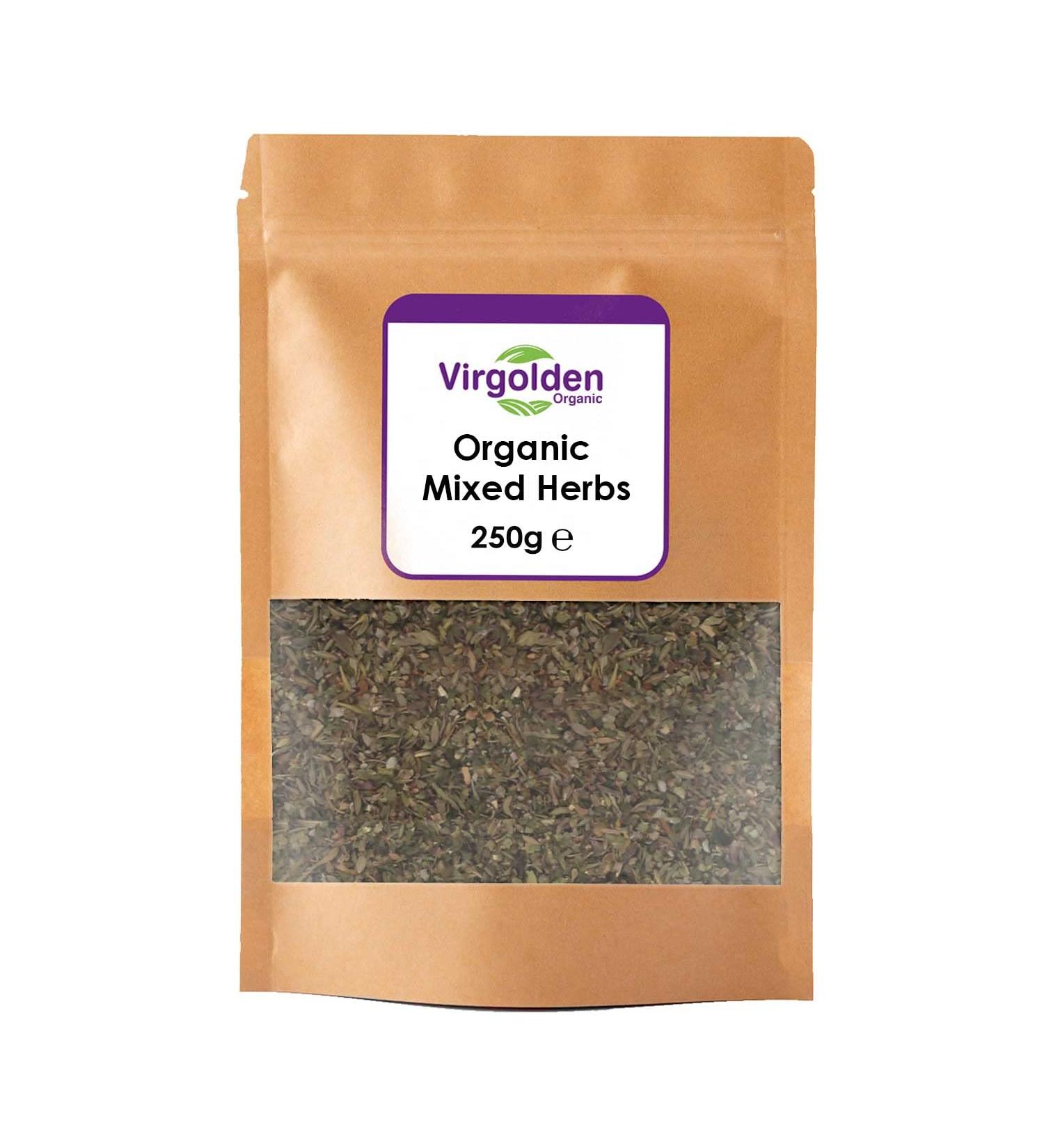 Organic Mixed Herbs 250g by Virgolden Organic - Blend of Organic Dried Basil Thyme Oregano and Parsley - Buy Online on SooperMarket.com