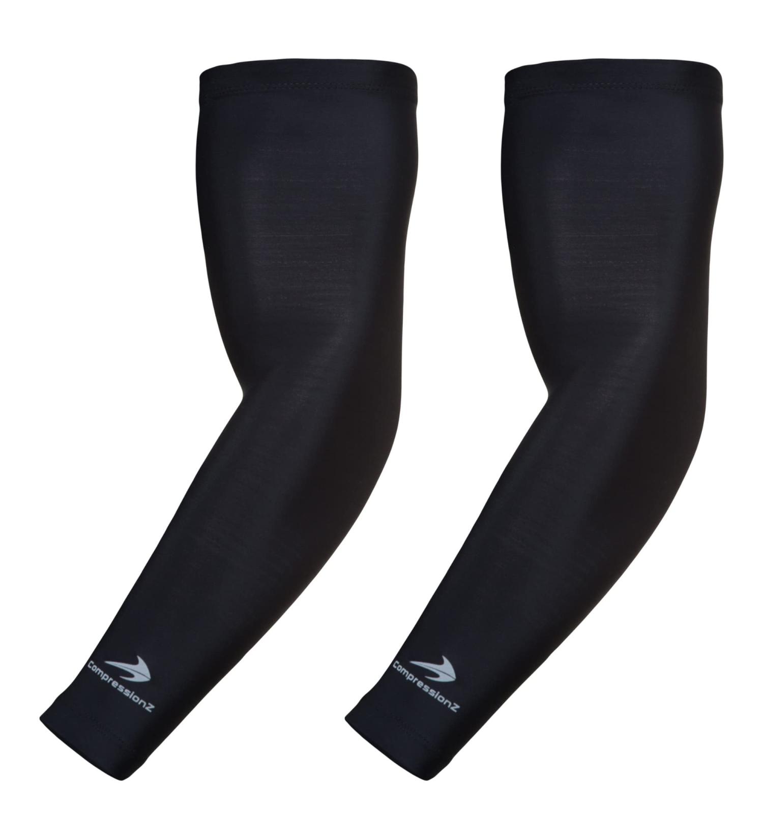 CompressionZ UV Protection Compression Arm Sleeves for Men & Women - Black Elbow Sleeve - Buy Online on SooperMarket.com