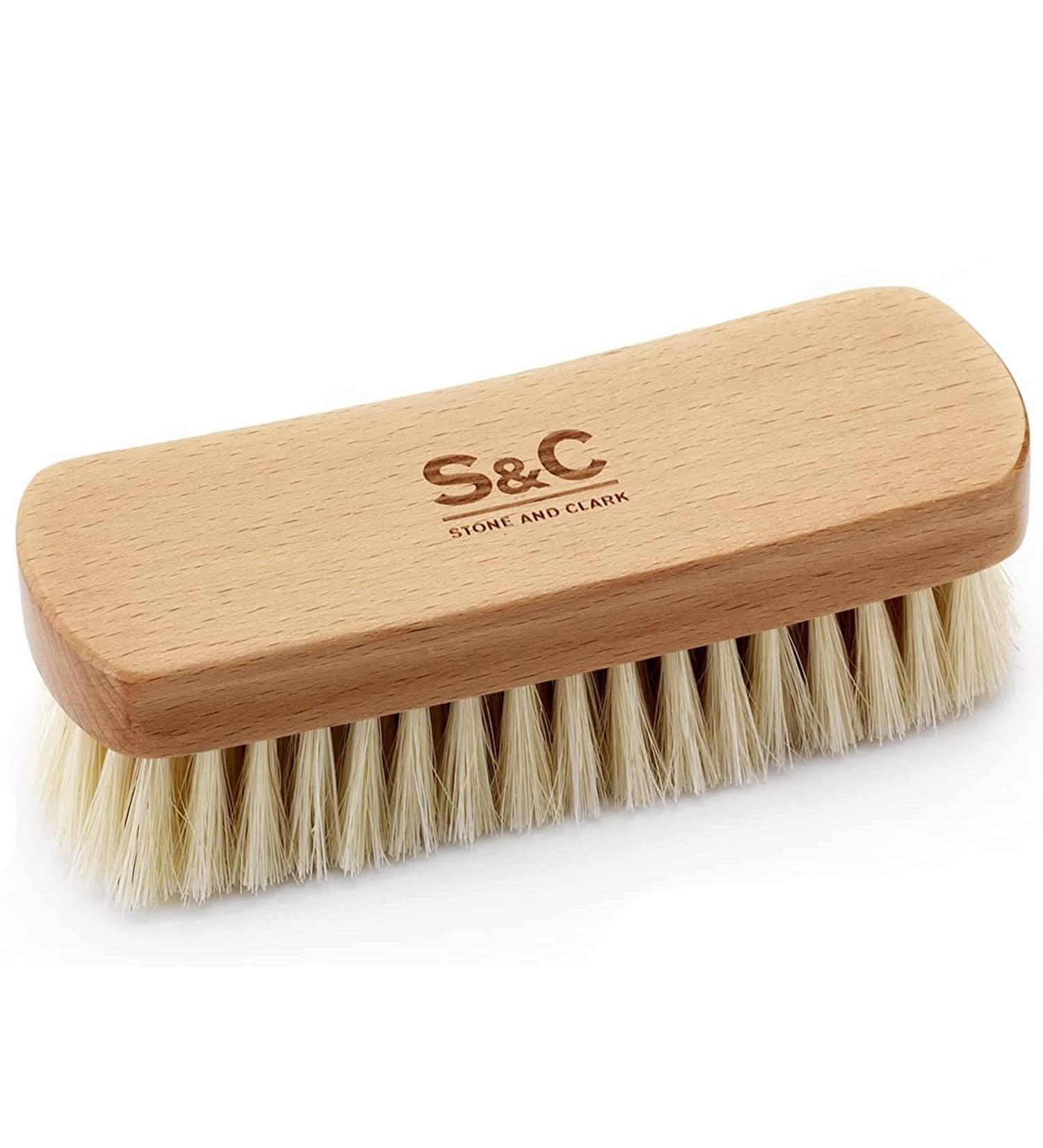 Stone and Clark Premium Beige Horse Hair Shoe Brush - Expertly Polish Leather with 100% Horse Hair Bristles - Concaved Beech Wood Handle for Perfection - Buy Online on SooperMarket.com