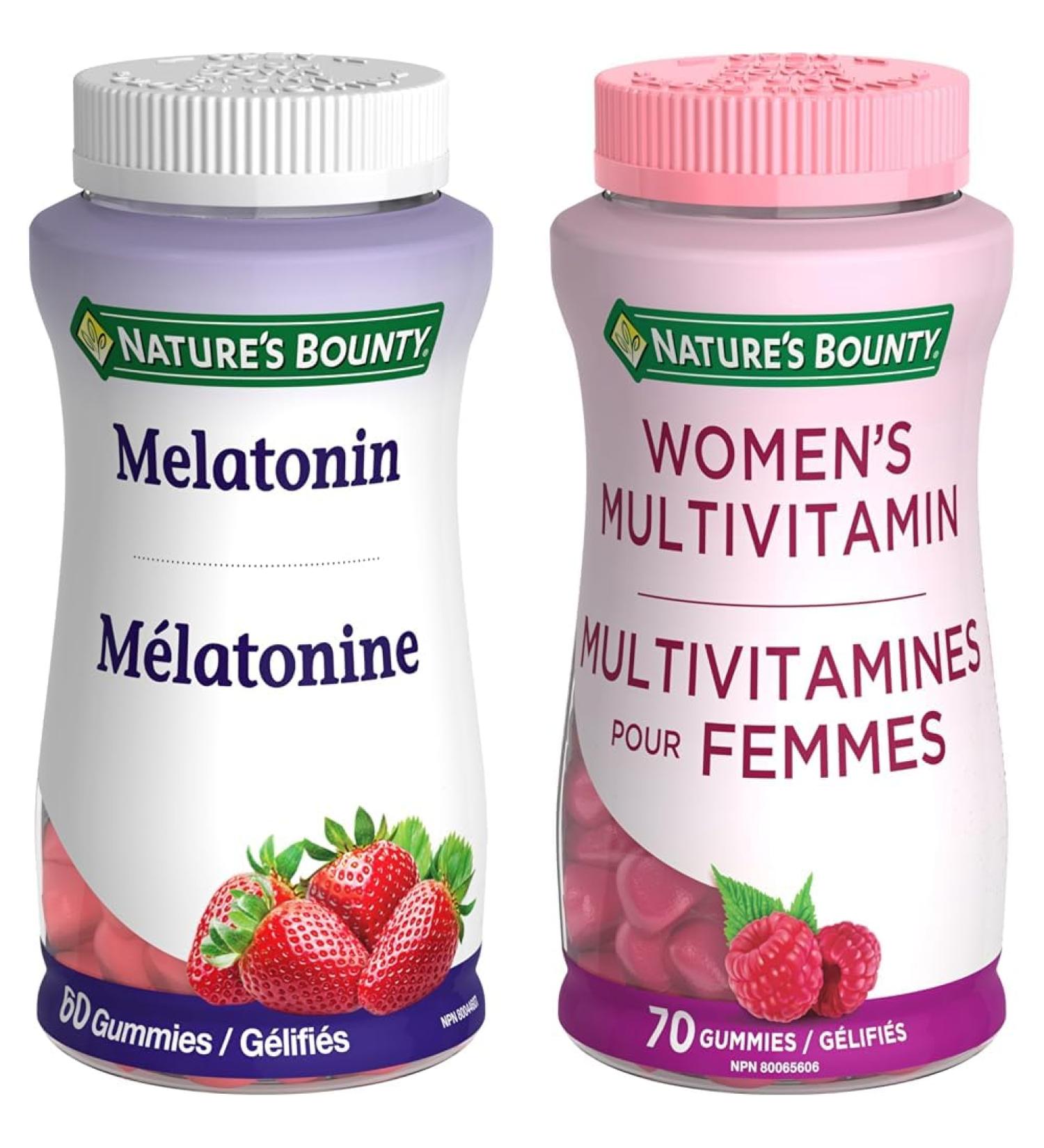 Nature's Bounty Melatonin Supplement Helps Reset Bodys Sleep-Wake Cycle 2.5mg 60 Gummies & Women's Multivitamin Helps Maintain Good Health 70 Gummies - Buy Online on SooperMarket.com