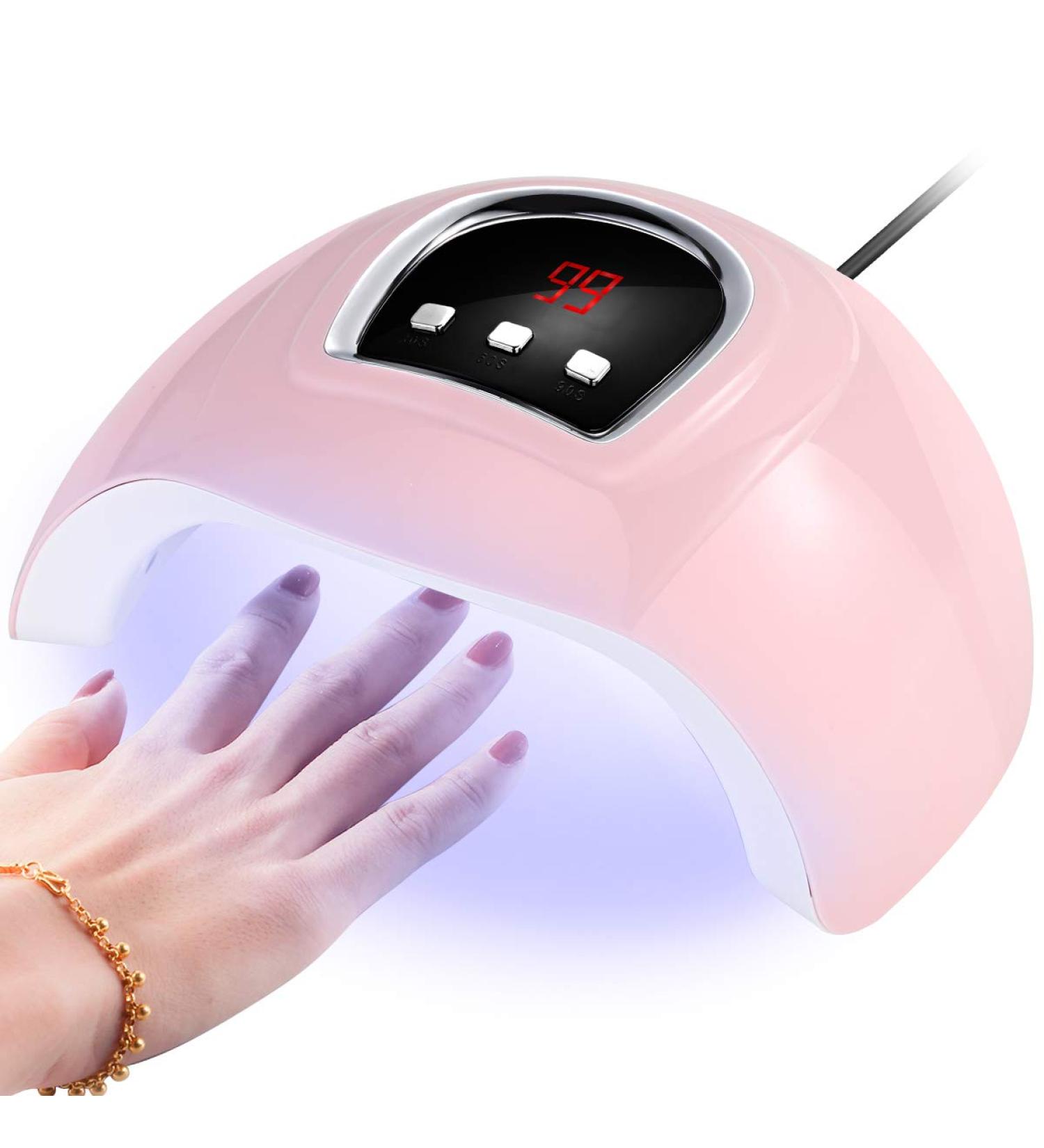 54W UV LED Nail Lamp - Gel Polish Dryer with 18 LEDs, 3 Timers, Auto Sensor, USB Port - Buy Online on SooperMarket.com