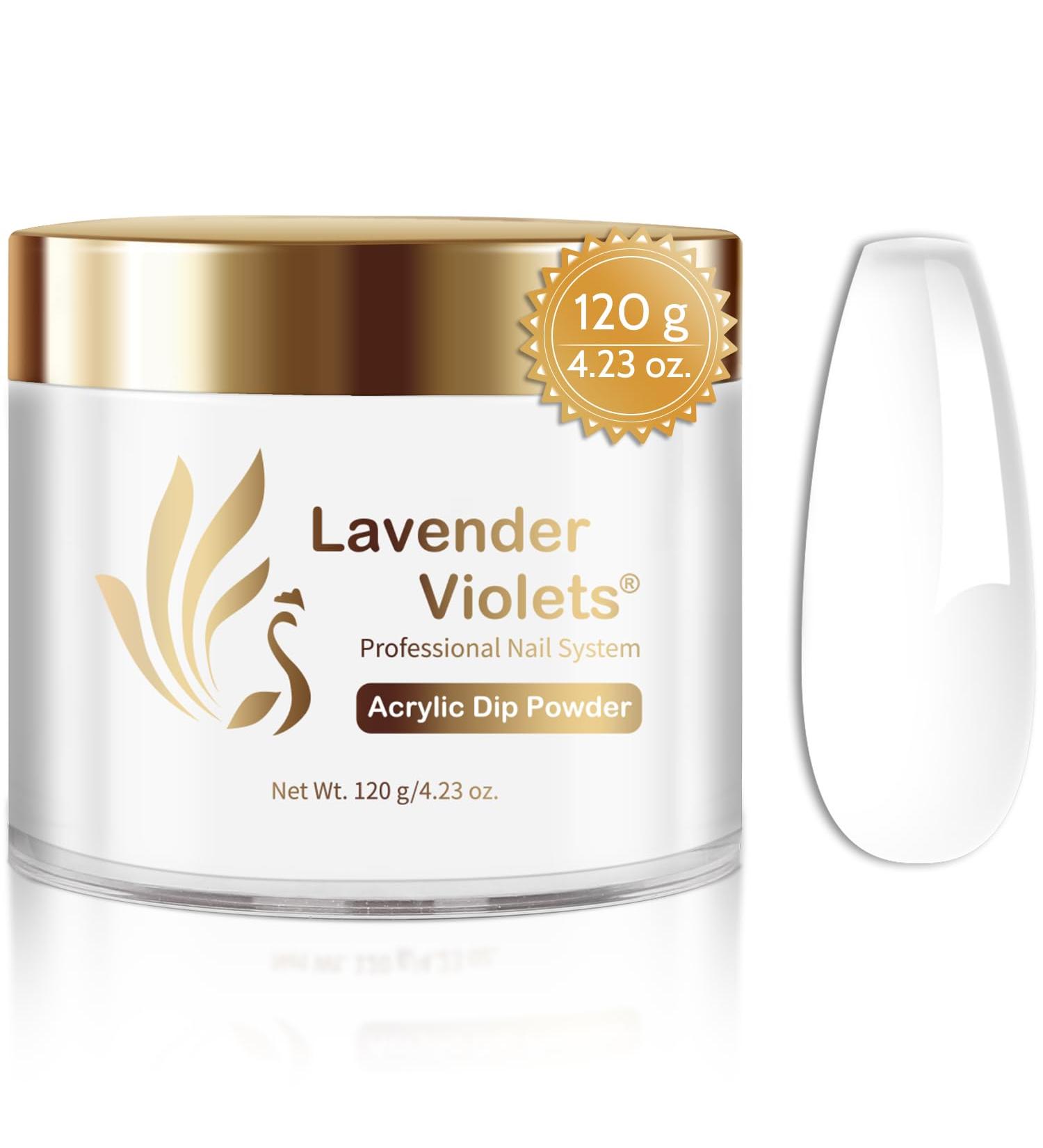 Lavender Violets 120g Clear Acrylic Dip Powder - 4oz Large Nail Kit | 3D French Nail Art, Starter Manicure, Strengthening for Beginners - No Lamp Needed | L001 - Buy Online on SooperMarket.com