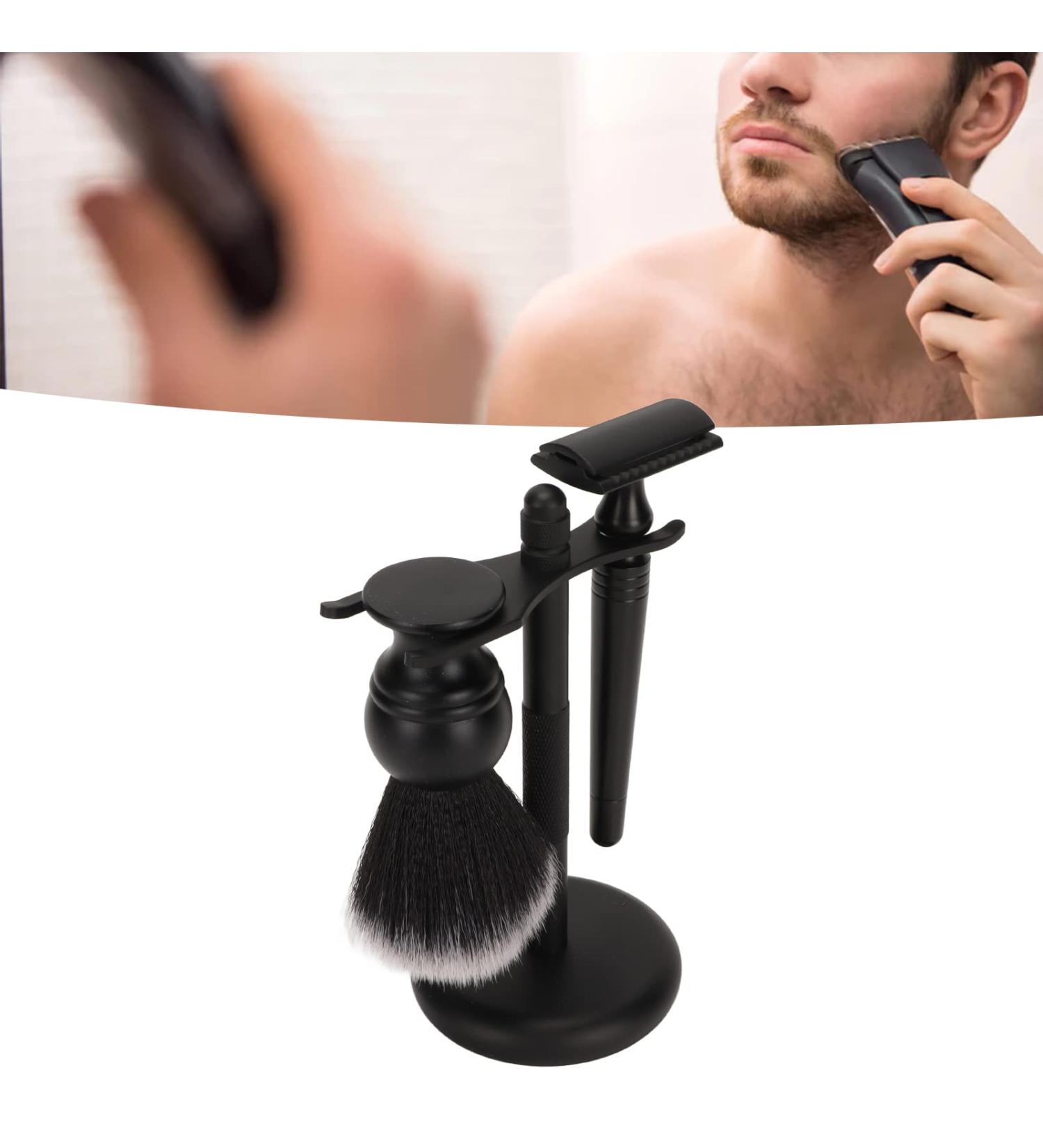 Premium Wooden Beard & Shaving Brush Set for Men | Professional Quality with Rack - Brrnoo - Buy Online on SooperMarket.com