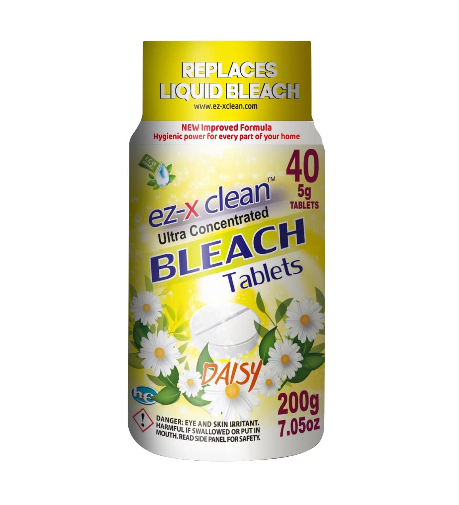 Ultra Concentrated Water Activated Bleach Tablets for Laundry & Cleaning - 40 Tablets 7.05 OZ - Phosphate Free Formula - EZ-X CLEAN - Buy Online on SooperMarket.com