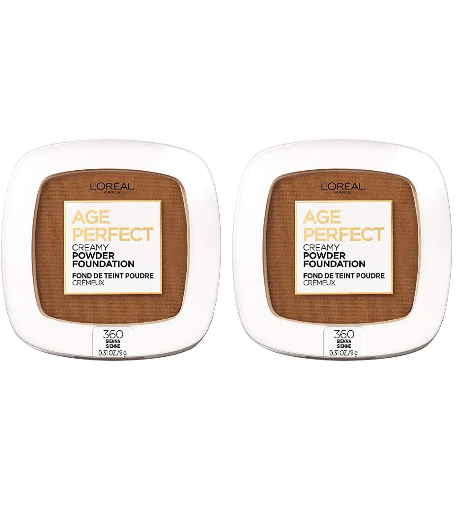 L'Oreal Paris Age Perfect Creamy Powder Foundation Compact - 360 Sienna 0.31 oz (Pack of 2) - International Shipping Available - Buy Online on SooperMarket.com